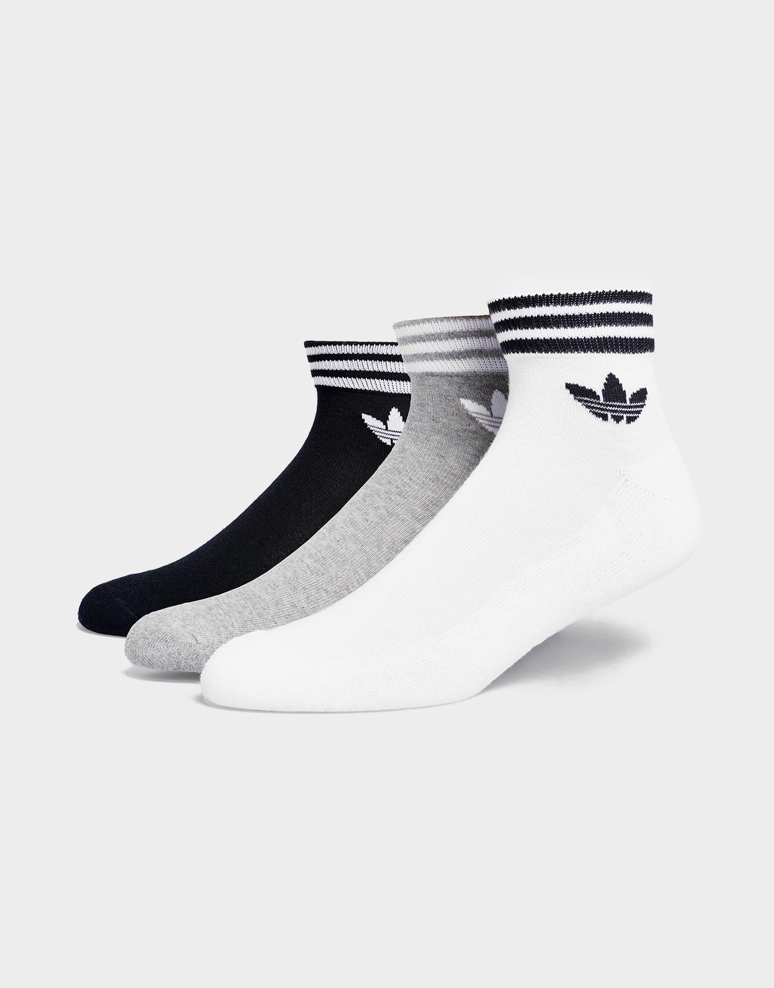 White adidas Originals Trefoil Ankle Socks 3 Pairs - JD Sports Singapore