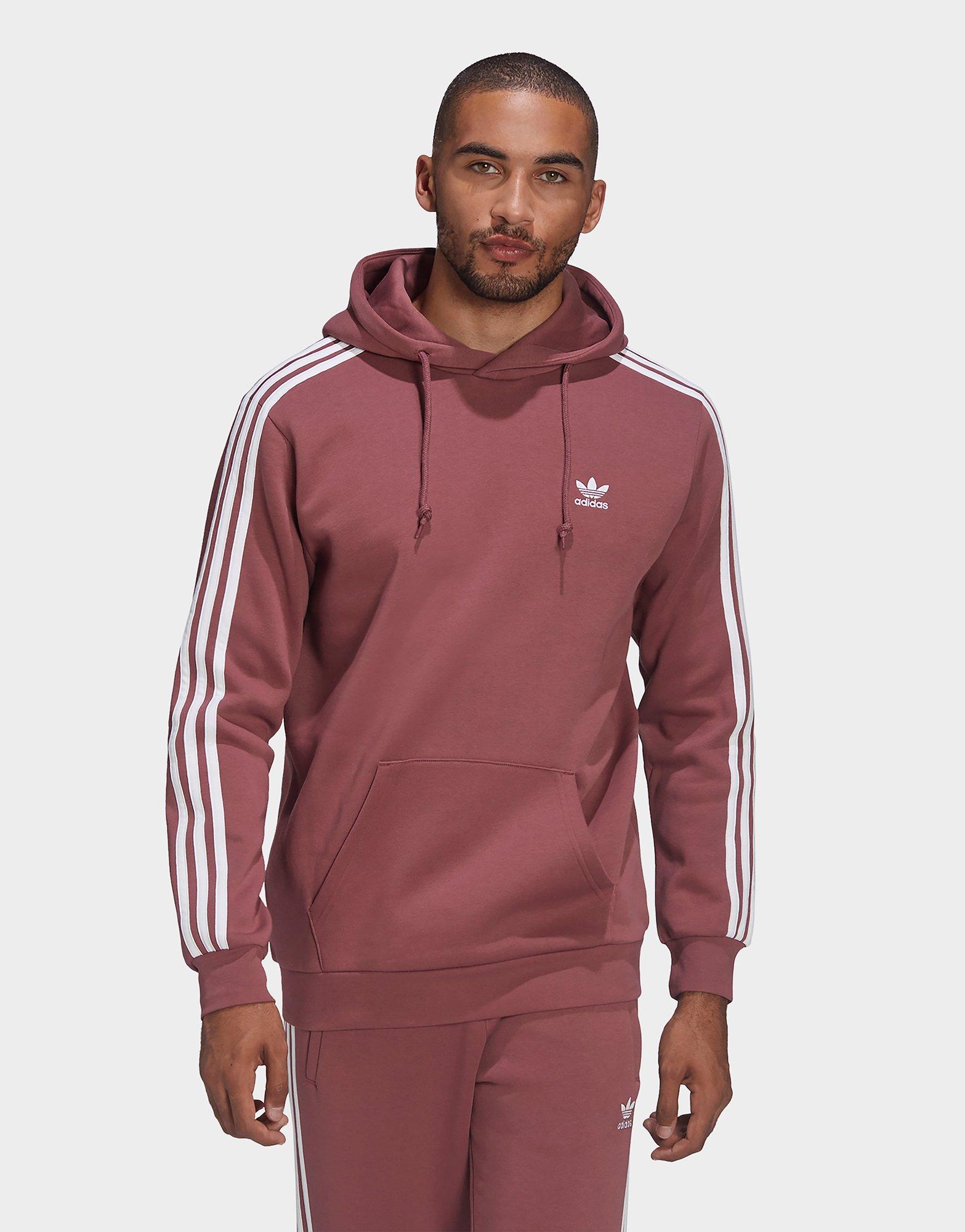 adidas 3 stripe hoodie red