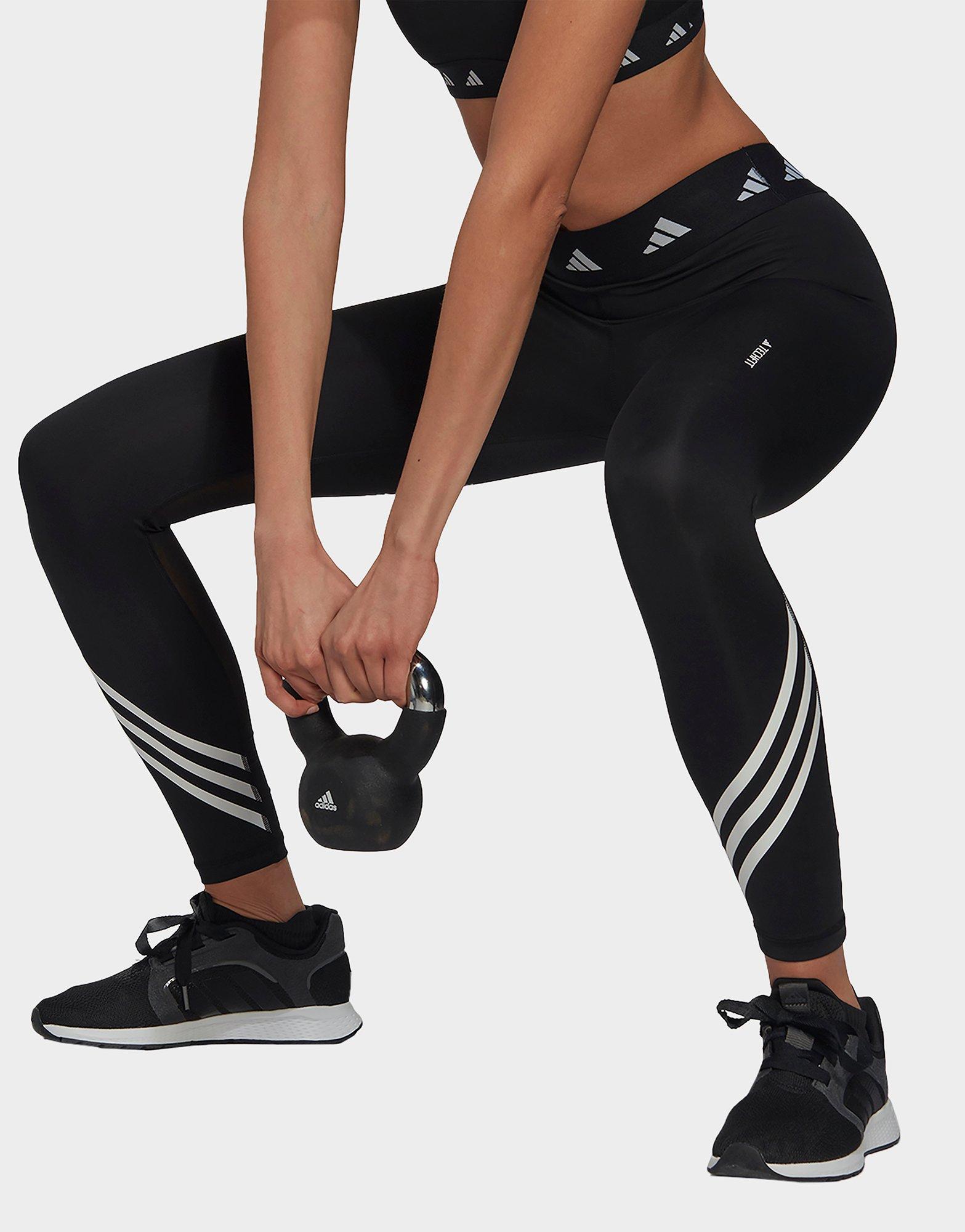 ADIDAS Womens Leggings UK 20-22 XL Black Polyester