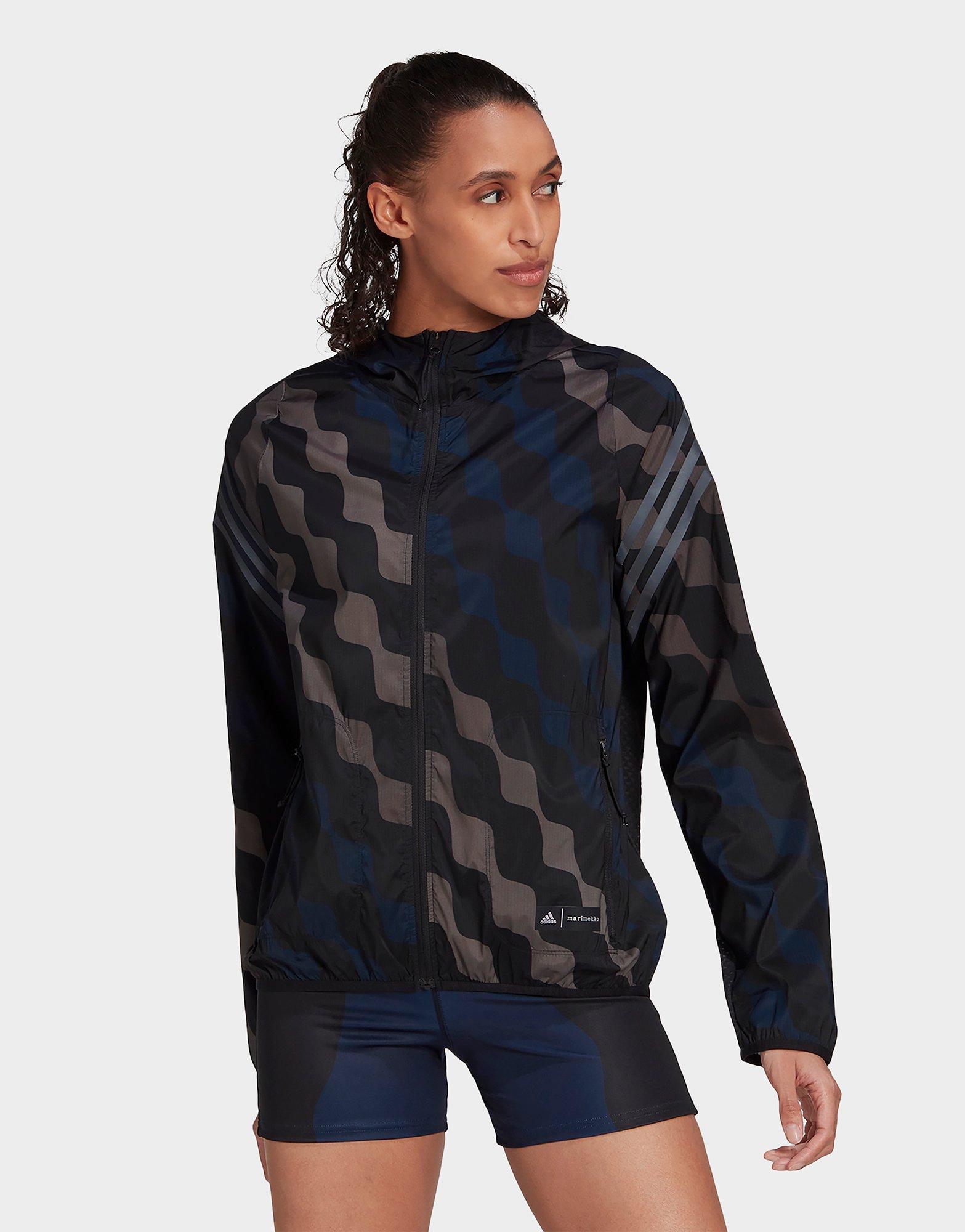 Black adidas Marimekko Run Icons 3-Stripes Hooded Running Windbreaker | JD  Sports UK