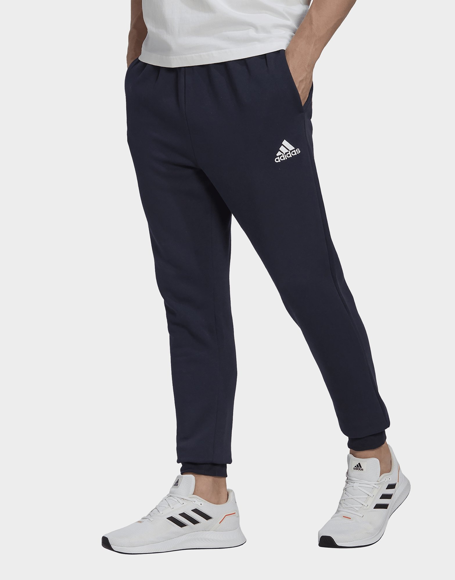 Blue adidas Essentials Fleece Regular Tapered Joggers | JD Sports UK