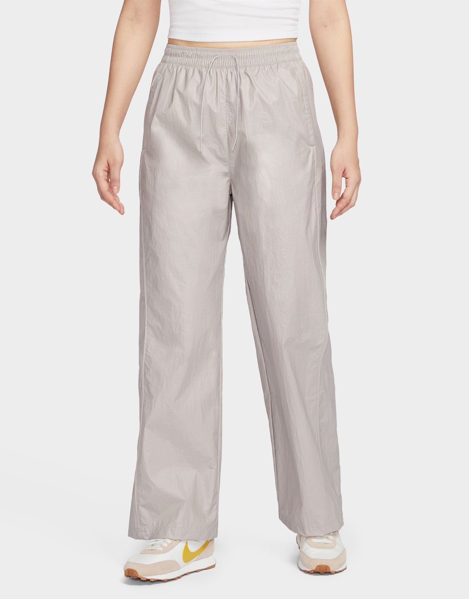 Grey Nike Windrunner Woven HighWaisted OpenHem Pants JD Sports