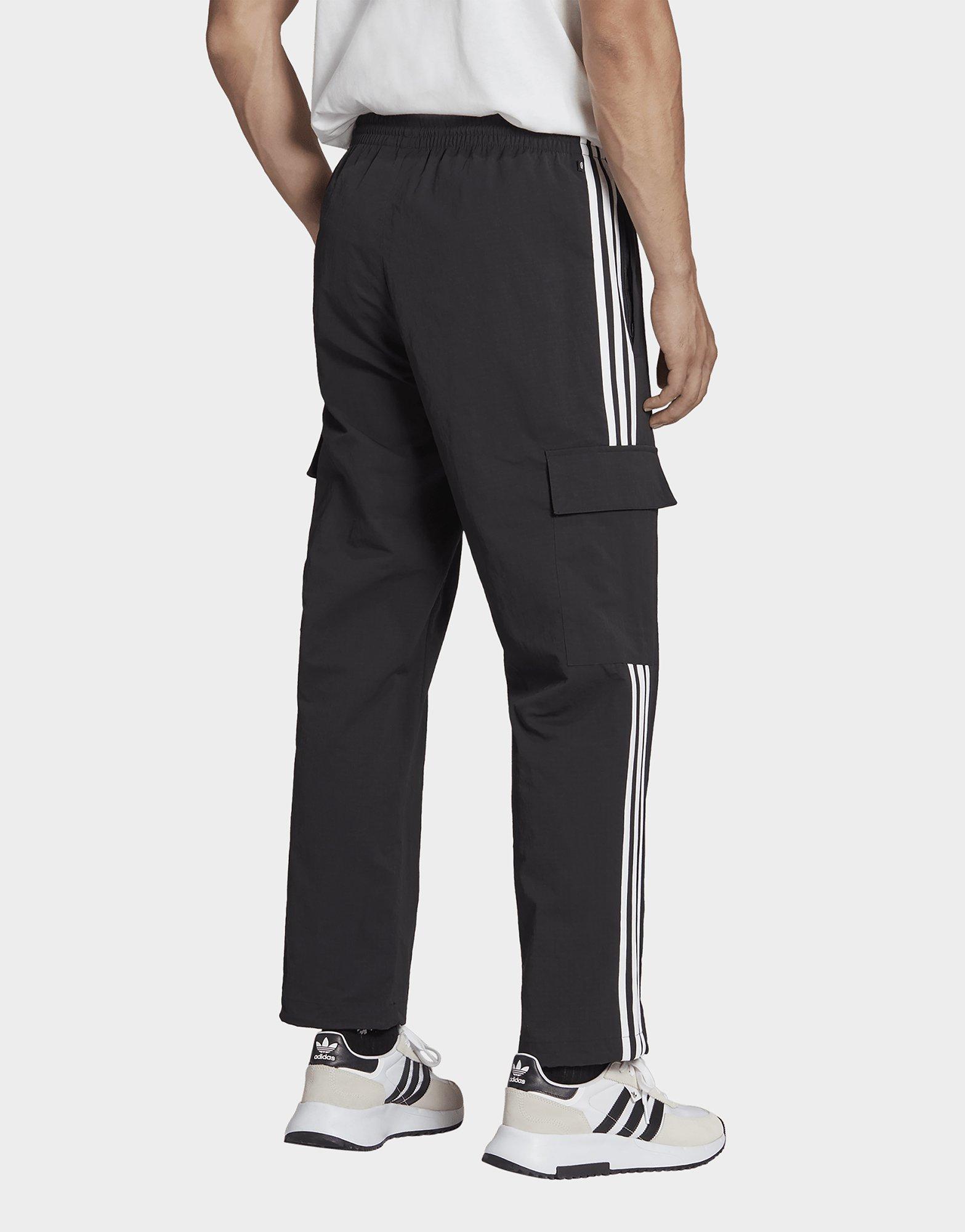 adidas Originals Adicolor 3 stripe cargo sweatpants in black