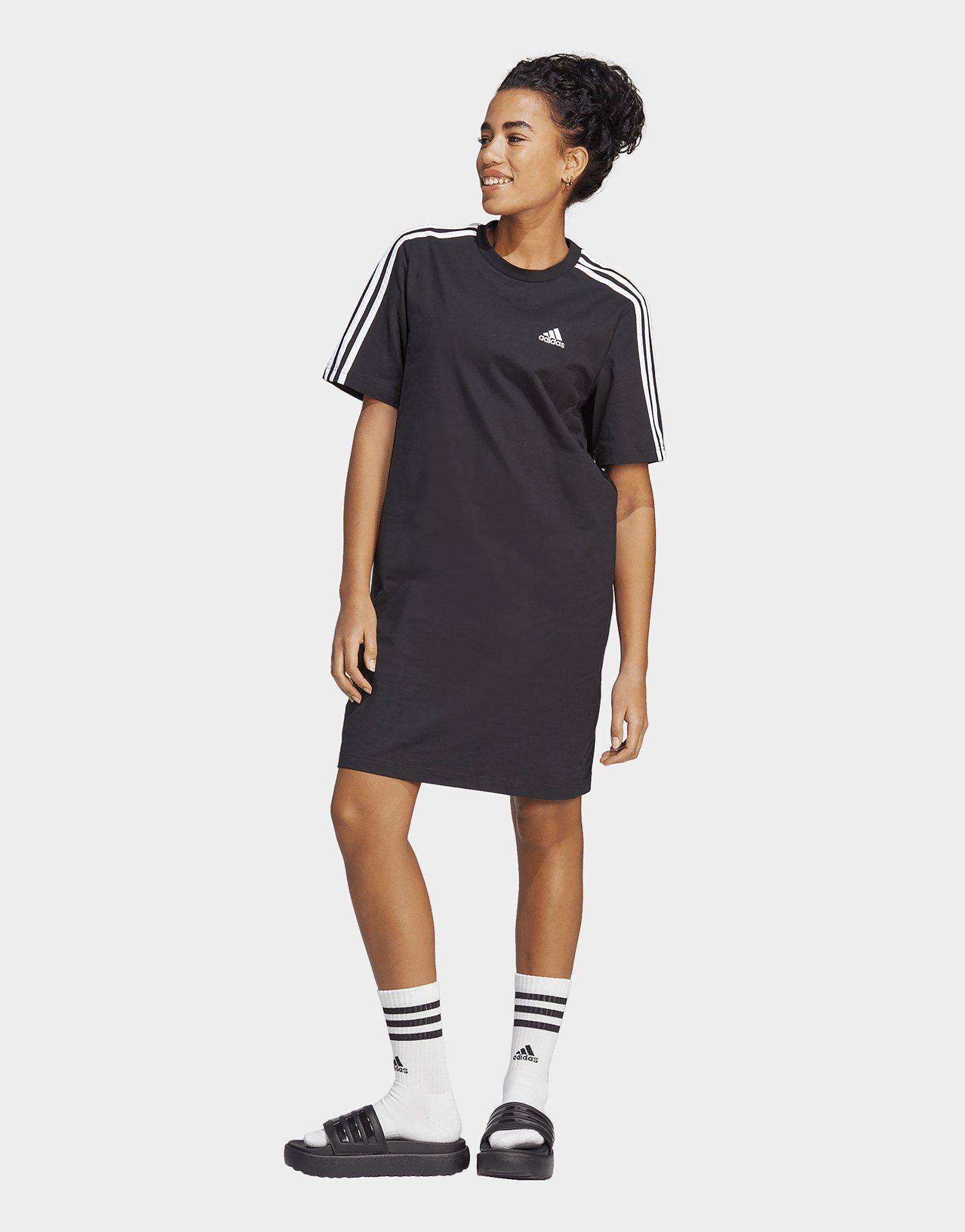 Black adidas Essentials 3Stripes Single Jersey Boyfriend Tee Dress