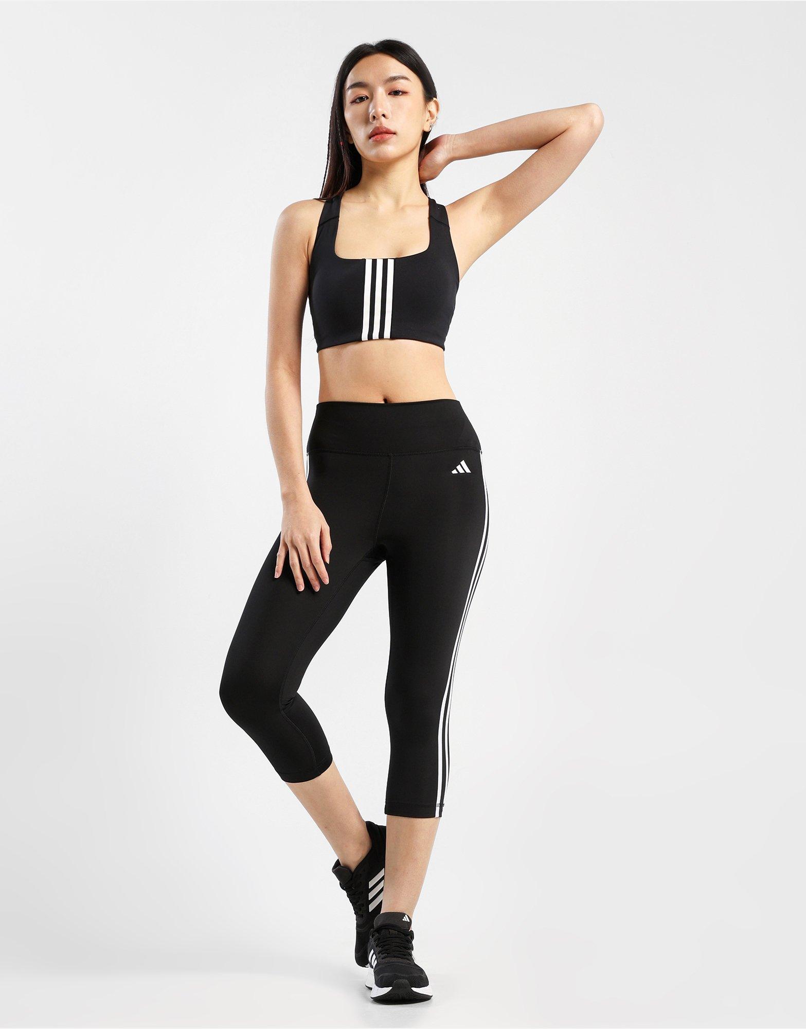 Black adidas Train Essentials 3-Stripes High-Waisted 3/4 Leggings