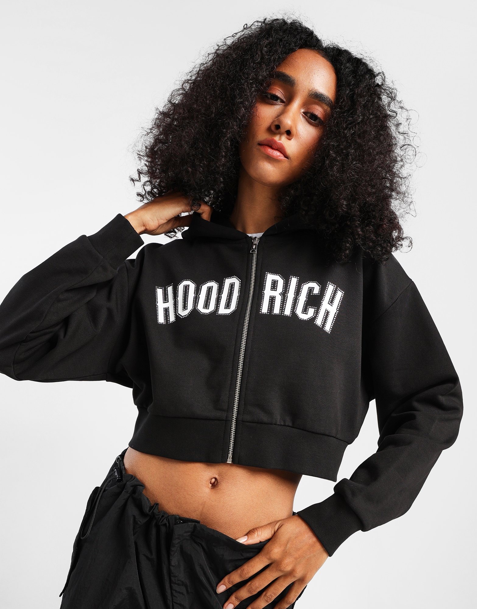 Black Hoodrich OG Glide Full Zip Crop Hoodie Women's JD Sports Singapore