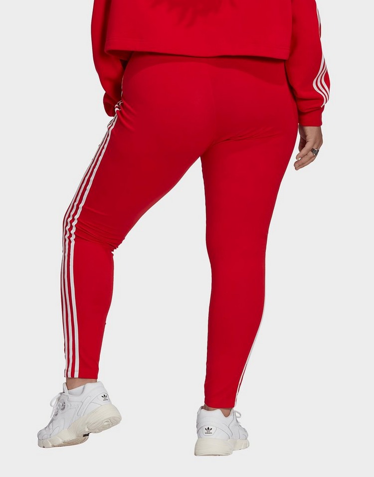 Red adidas Originals Adicolor Classics 3-Stripes Leggings (Plus Size ...