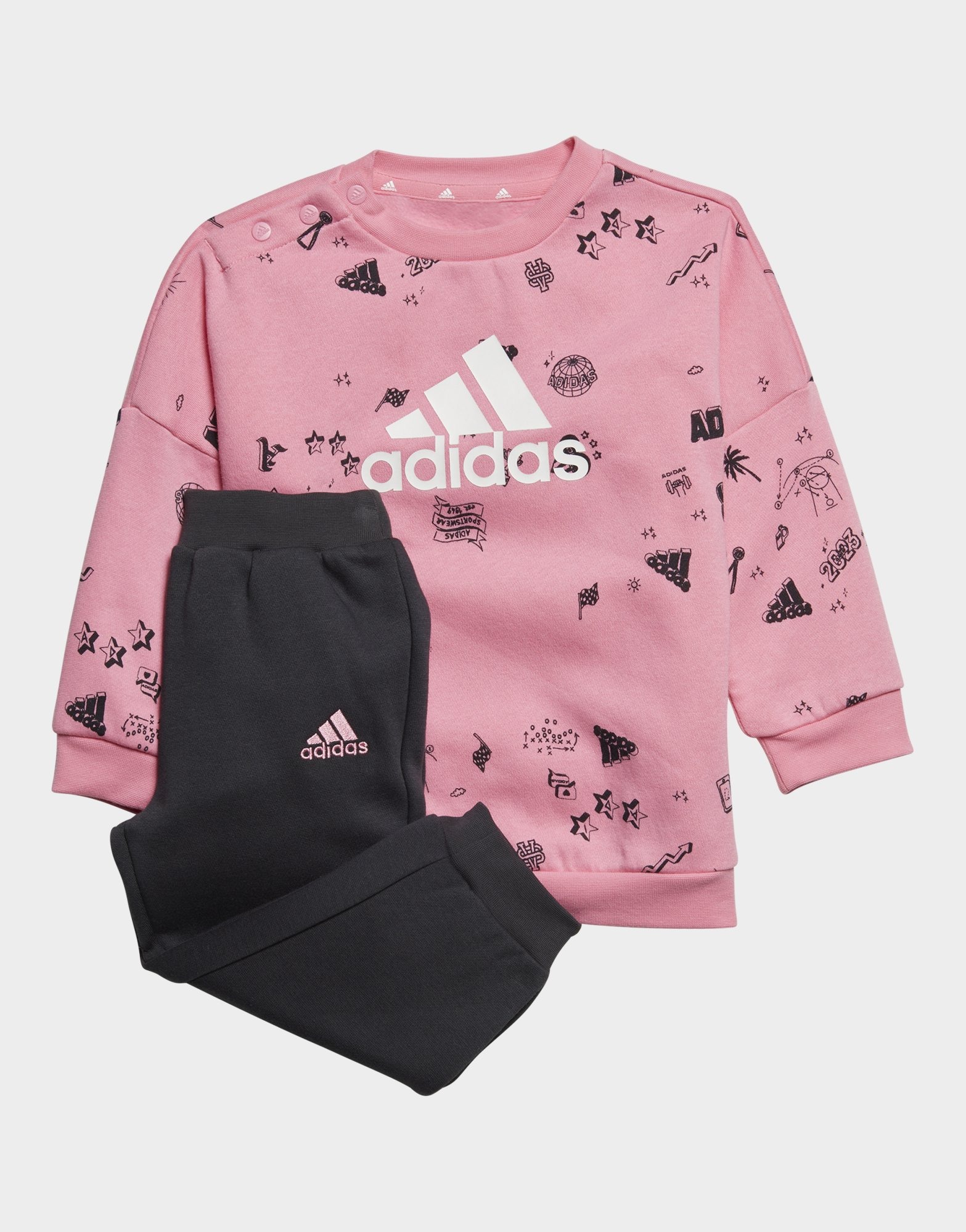 Pink adidas Brand Love Crew Sweatshirt Set Kids | JD Sports UK
