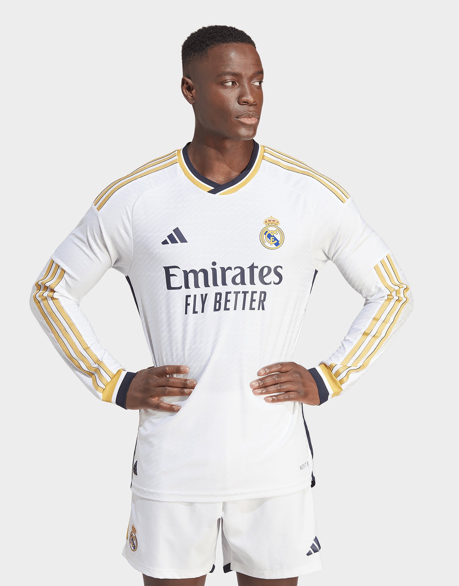 White adidas Real Madrid 23/24 Long Sleeve Home Authentic Jersey