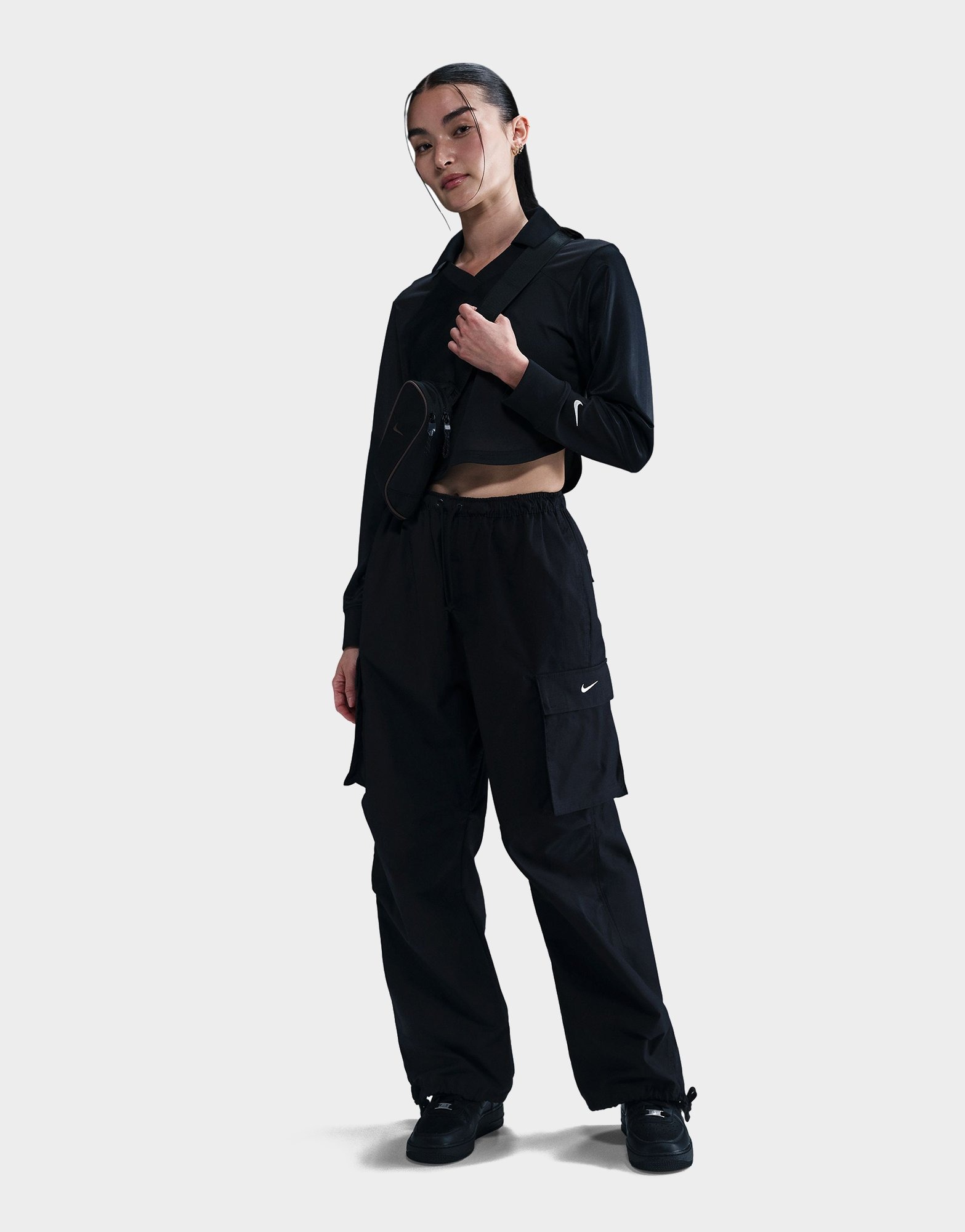 Black Nike Sportswear Mid-Rise Oversized Cargo Pants Women's