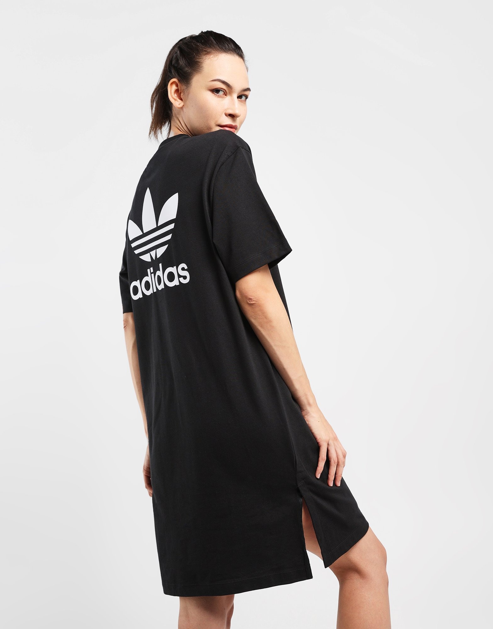 Black adidas Adicolor Classics Big Trefoil T-Shirt Dress Women's - JD ...