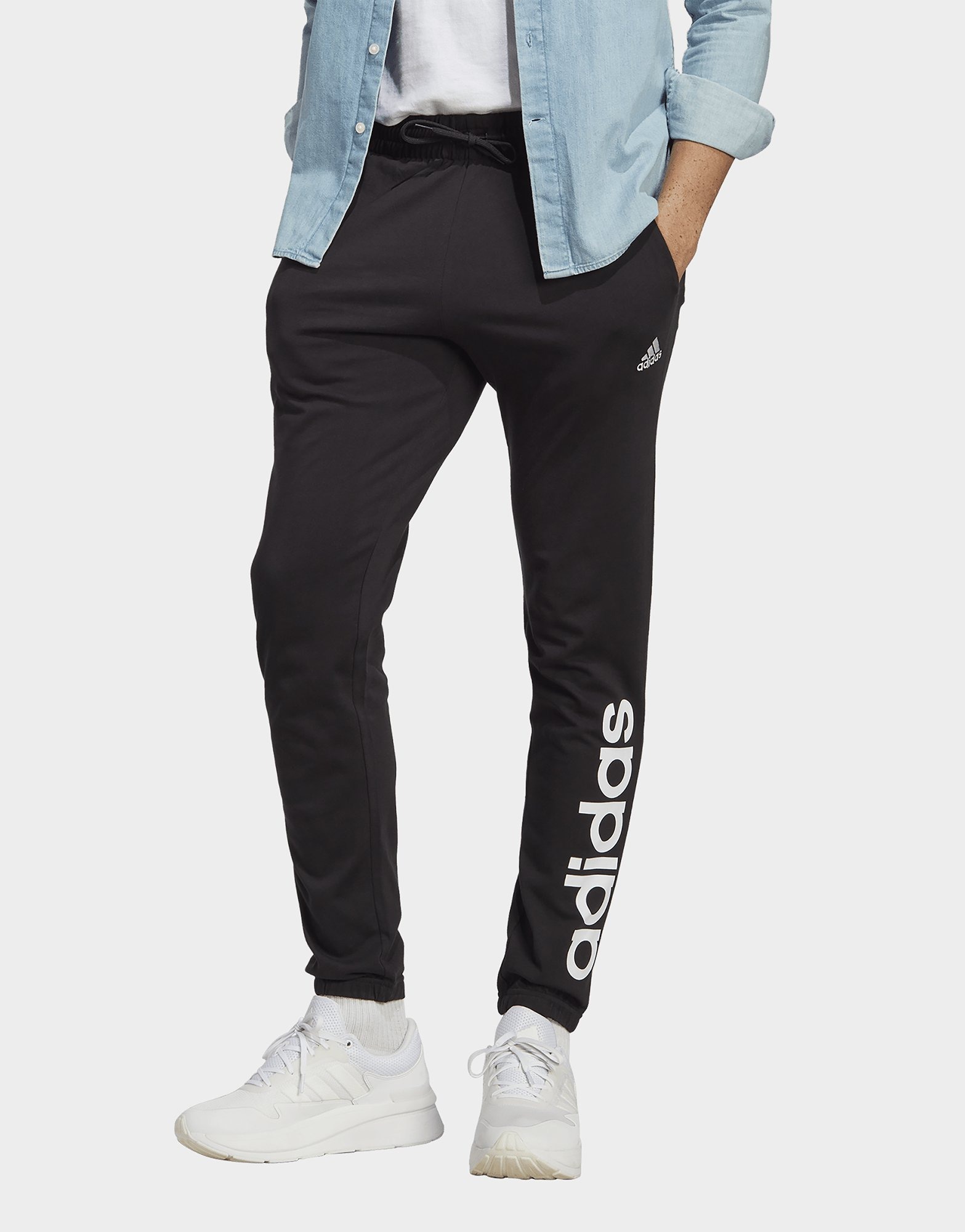Black adidas Essentials Single Jersey Tapered Elasticized Cuff Logo ...