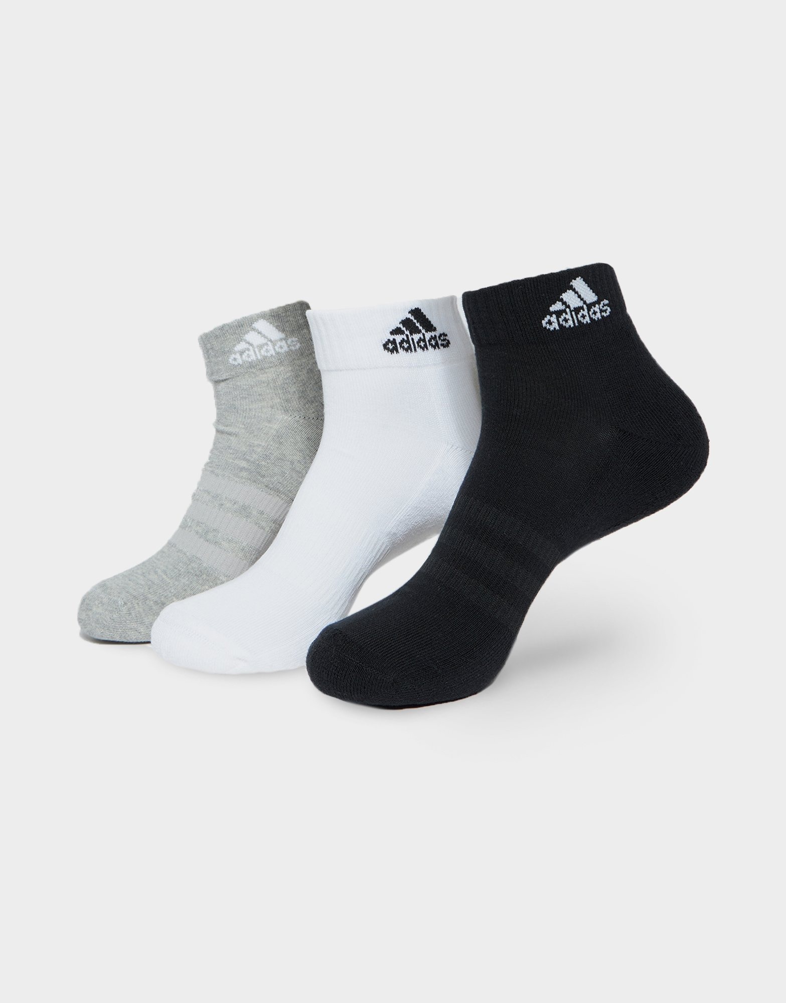 Grey adidas Cushioned Sportswear Ankle Socks (3 Pairs) - JD Sports Singapore