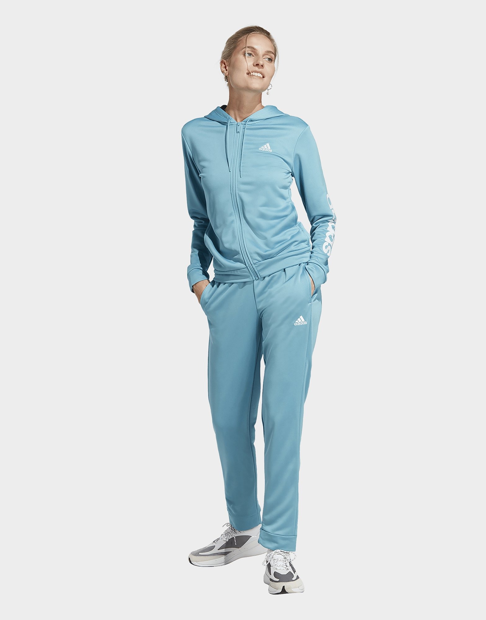 Women's Tracksuit Adidas Essentials Stripes Light Green