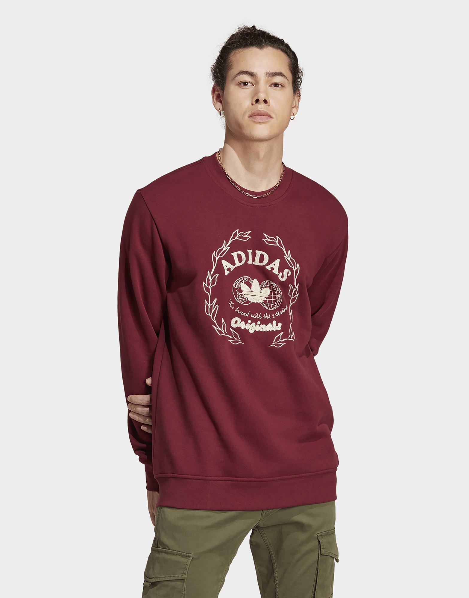 Adidas originals sweatshirt with embroidered small logo in hot sale burgundy