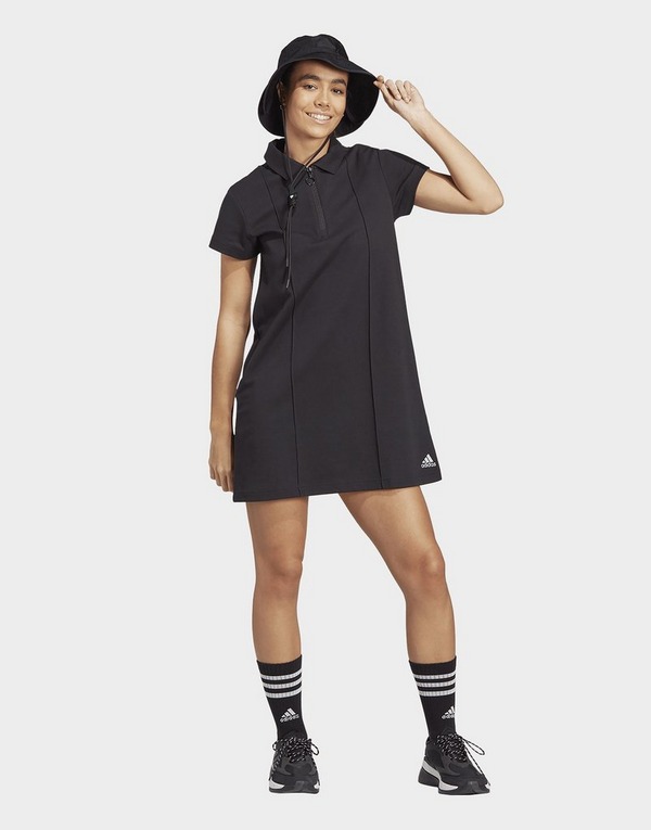 pavimento apaciguar mayoria Black adidas Allover Graphic Polo Dress | JD Sports UK