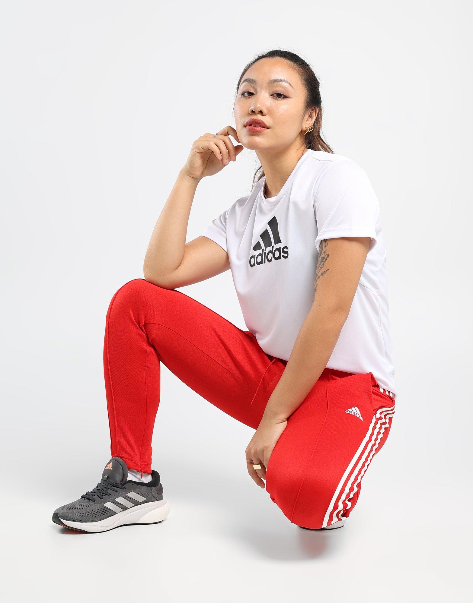 Red adidas hot sale trackpants