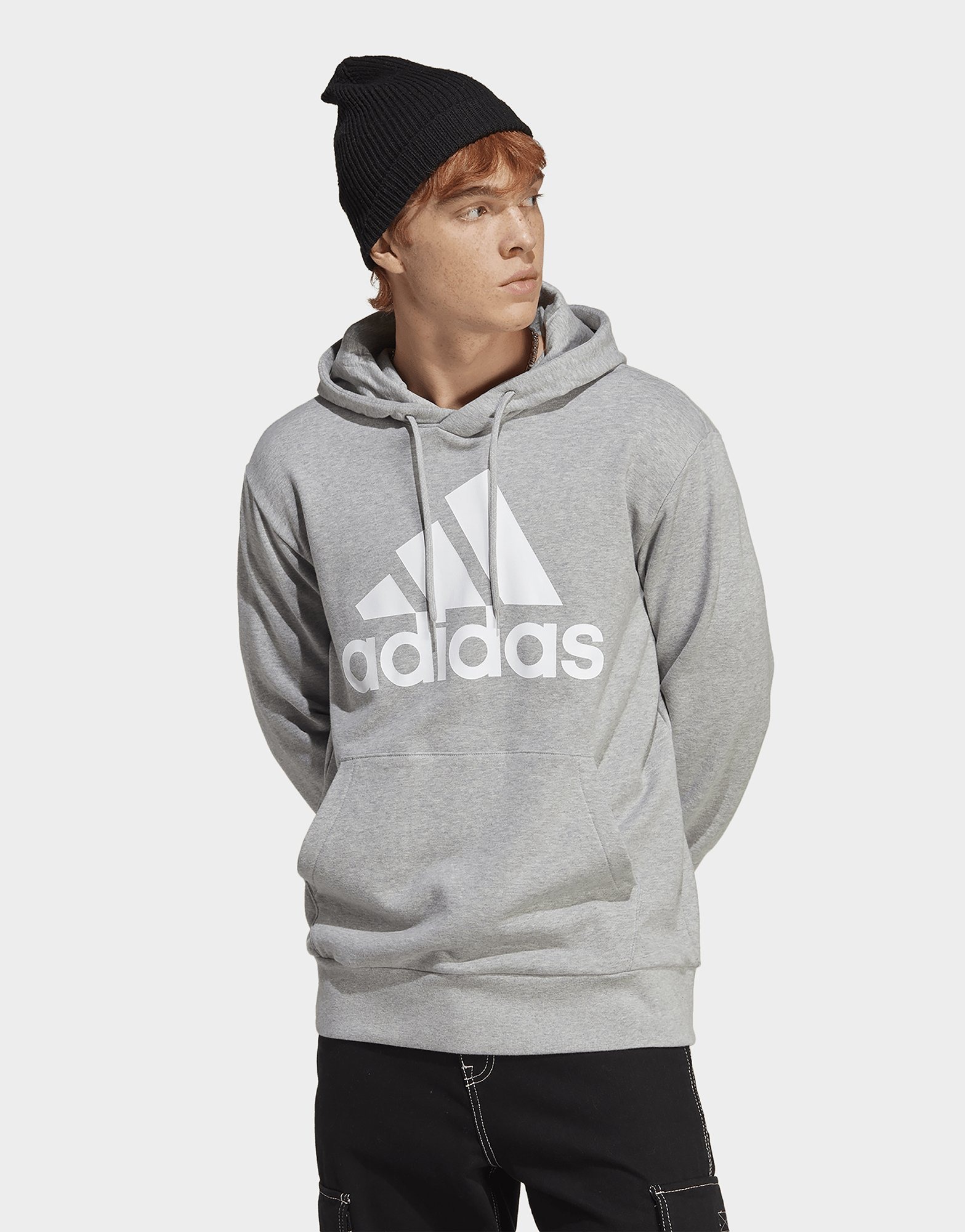 Grey adidas Essentials French Terry Big Logo Hoodie | JD Sports UK