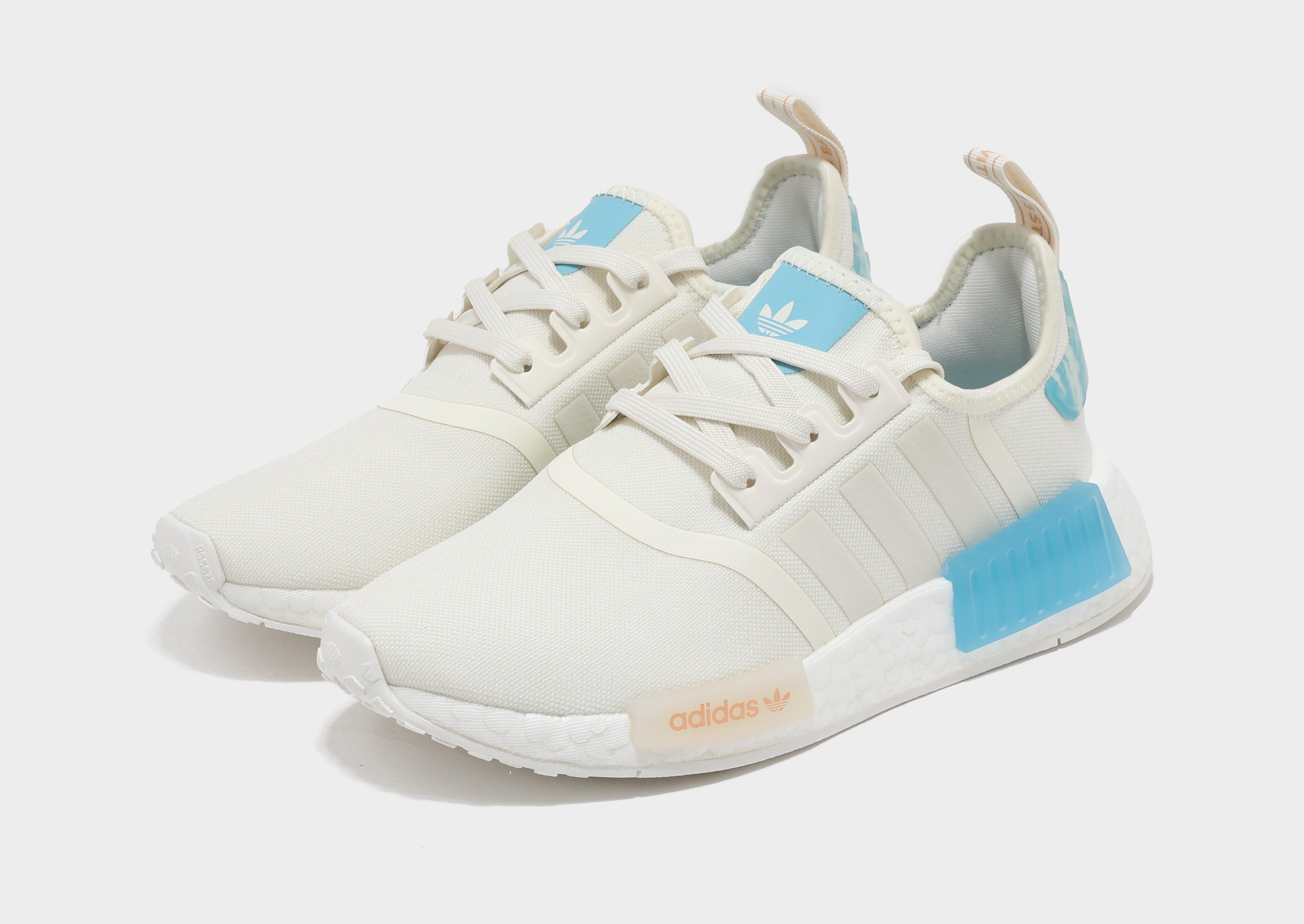 Adidas nmd white 2024 and light blue