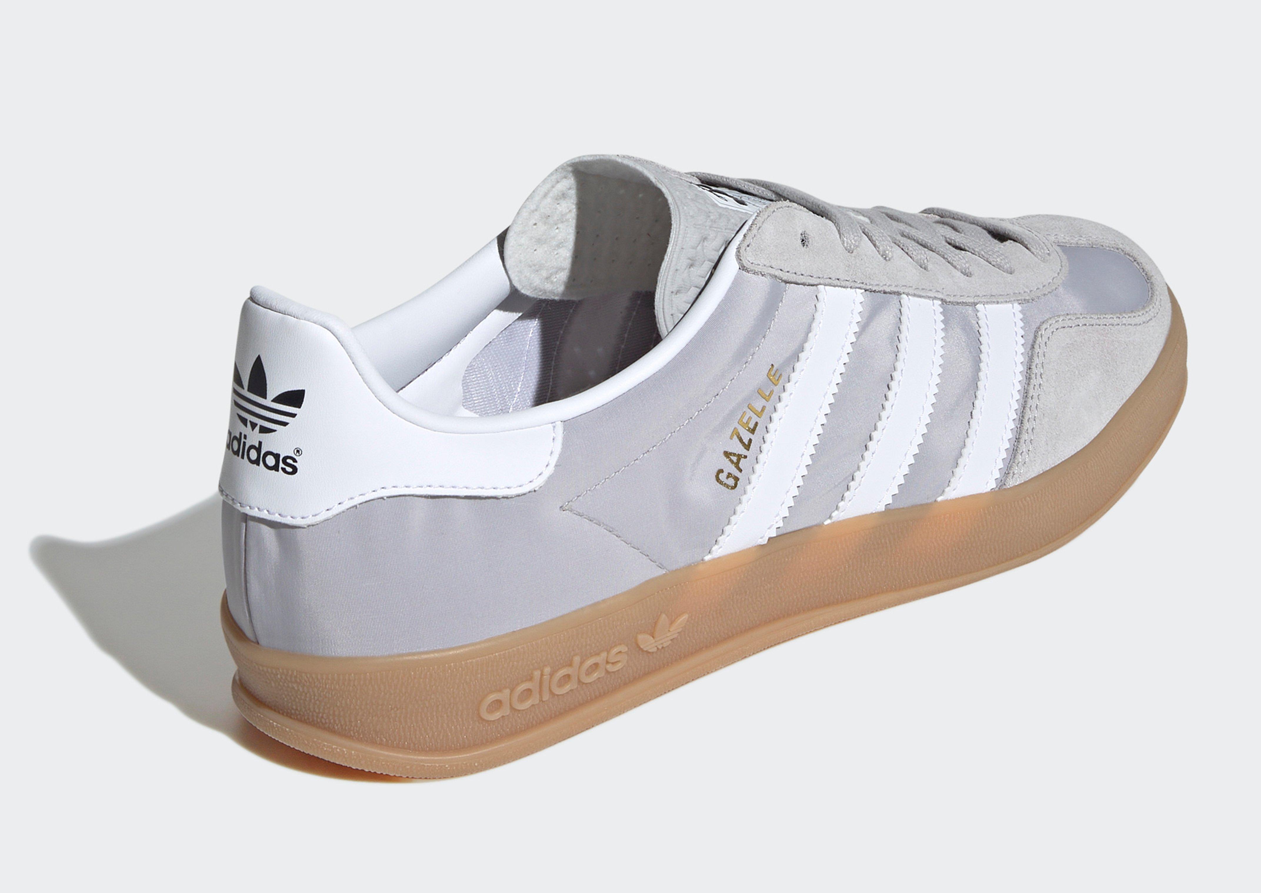 Adidas gazelle grey two white gum best sale