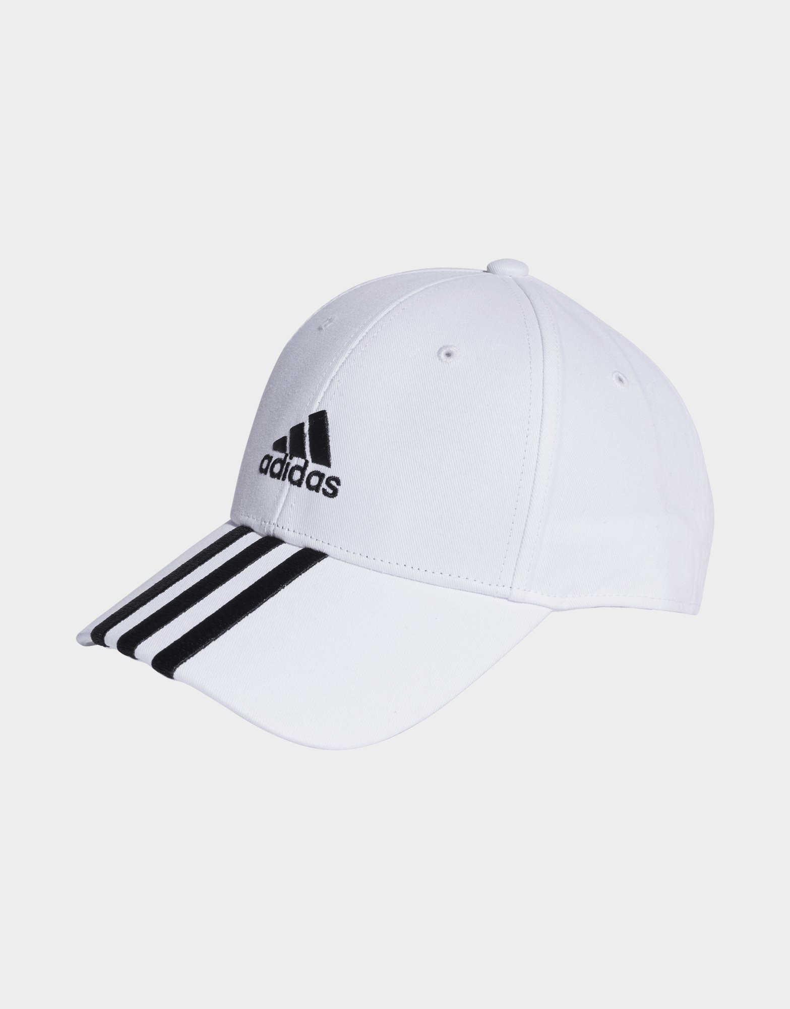 White adidas 3 Stripes Cotton Twill Baseball Cap JD Sports UK