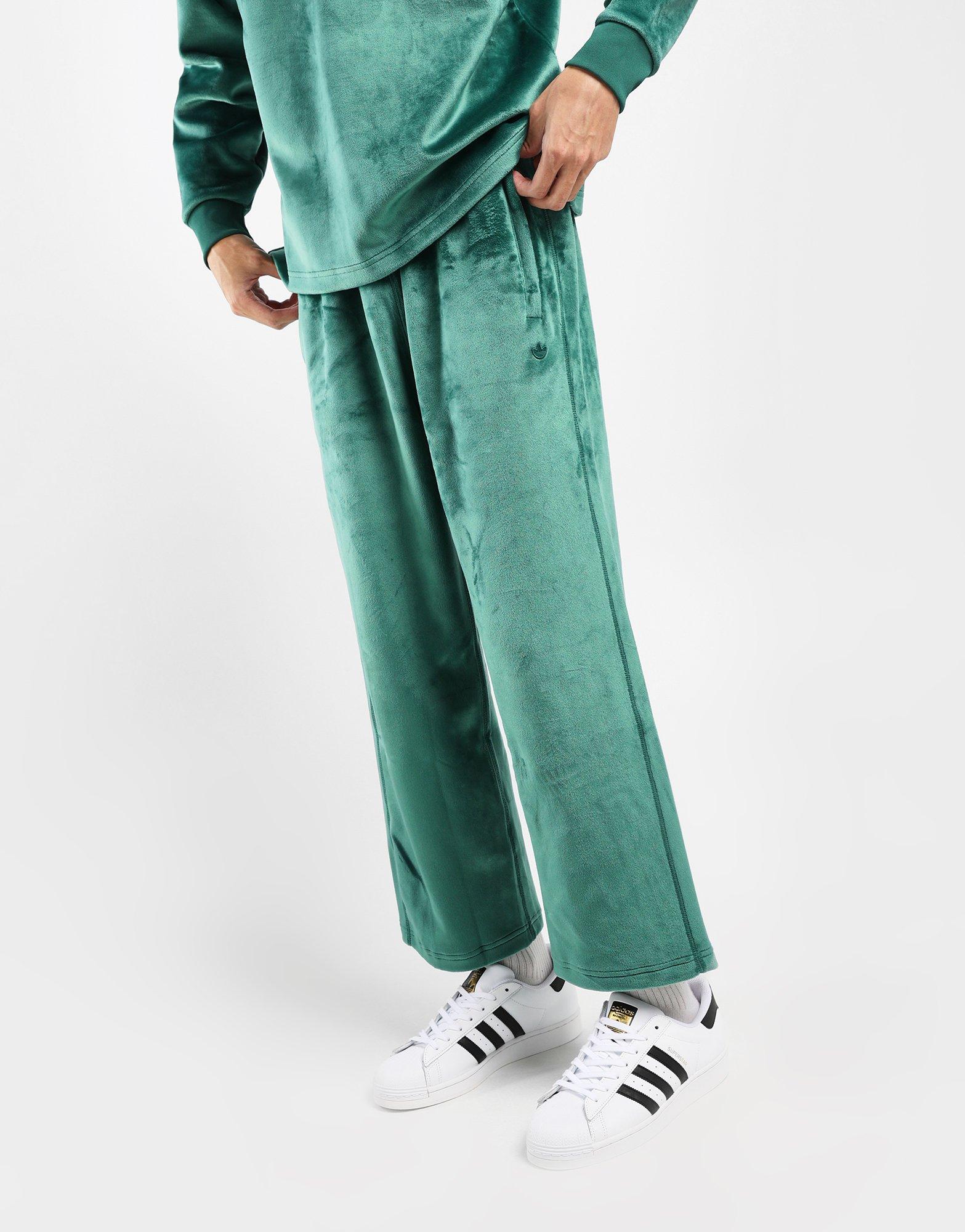 Adidas originals velour top track joggers green