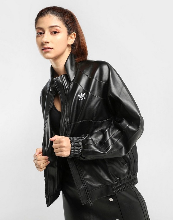 Black adidas Originals Faux Leather Jacket Women's | JD Sports