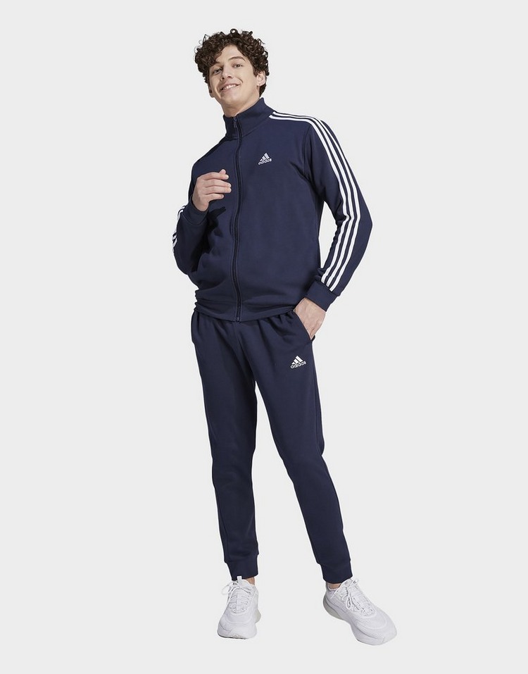 Blue adidas Basic 3-Stripes Fleece Track Suit | JD Sports UK