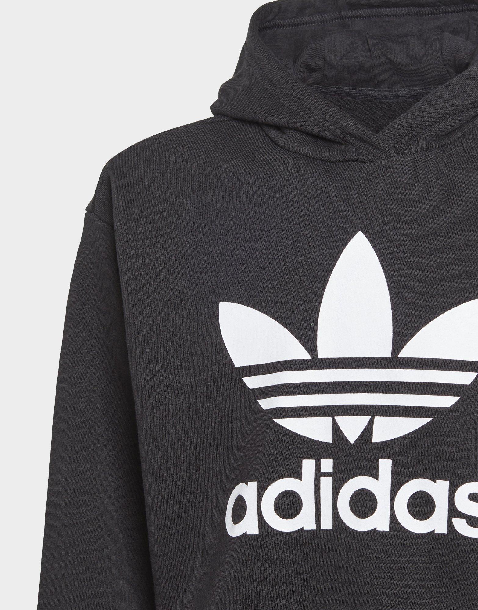 Adidas originals black cropped hoodie best sale