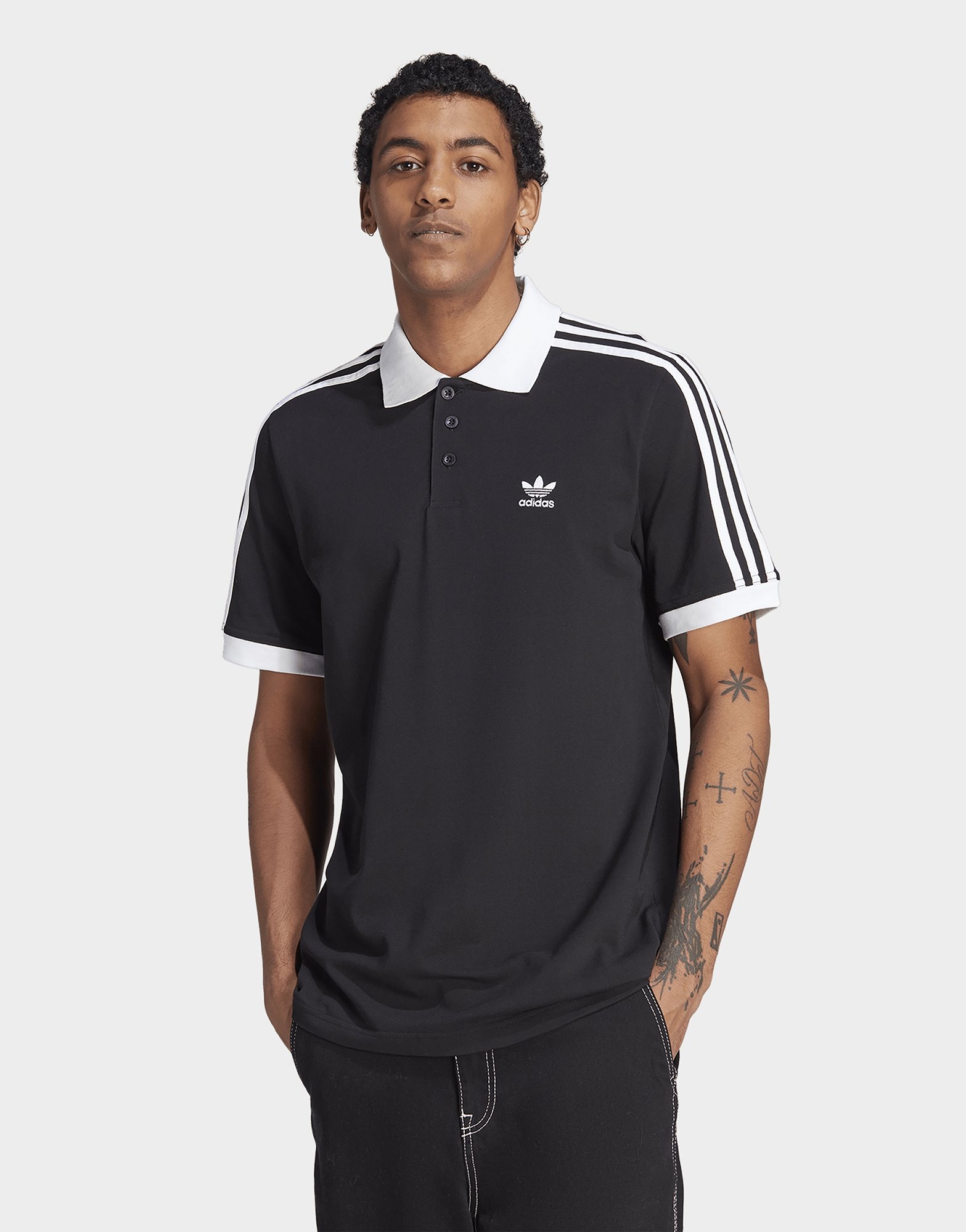 Black adidas Originals Adicolor Classics 3-Stripes Polo Shirt | JD ...