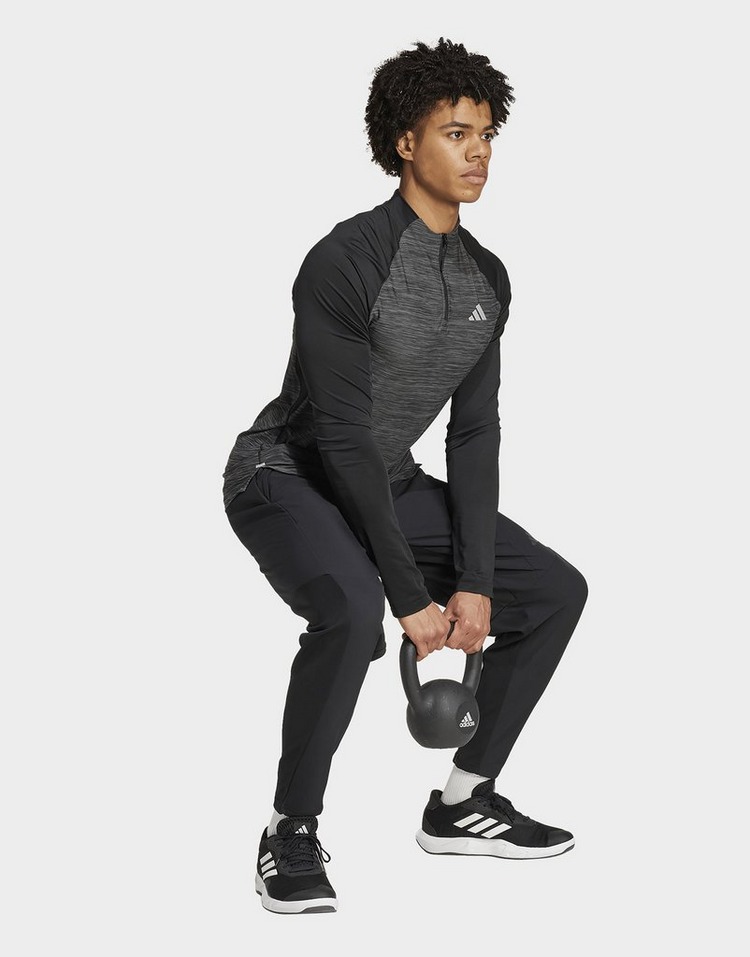 adidas Gym+ Training 3-Stripes 1/4-Zip Long Sleeve Tee