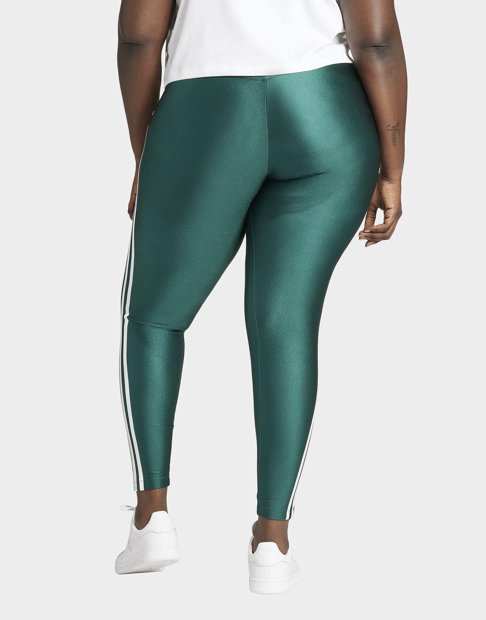 Green adidas 3-Stripes Leggings (Plus Size)