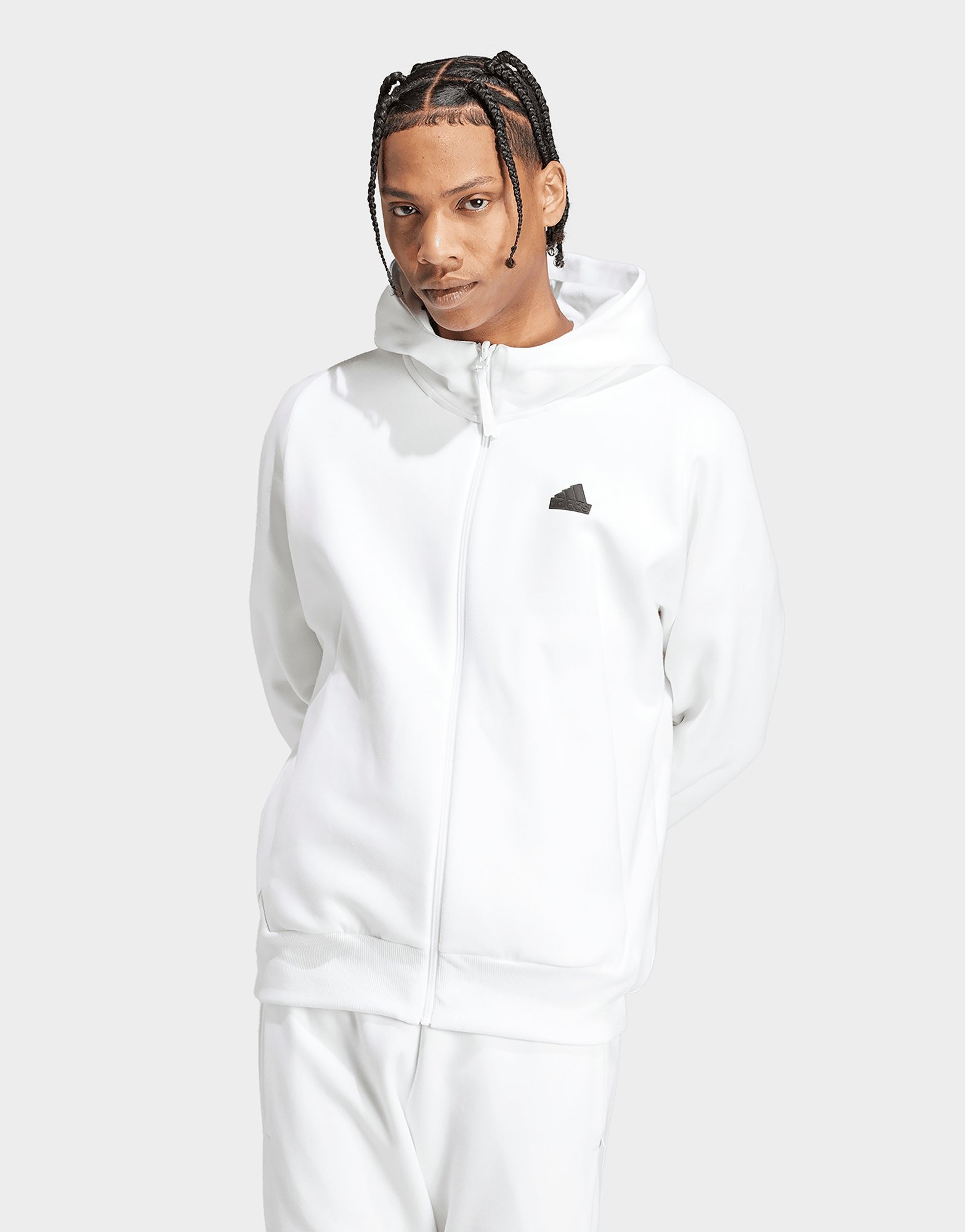 White adidas Z.N.E. Premium Full-Zip Hooded Track Top | JD Sports UK