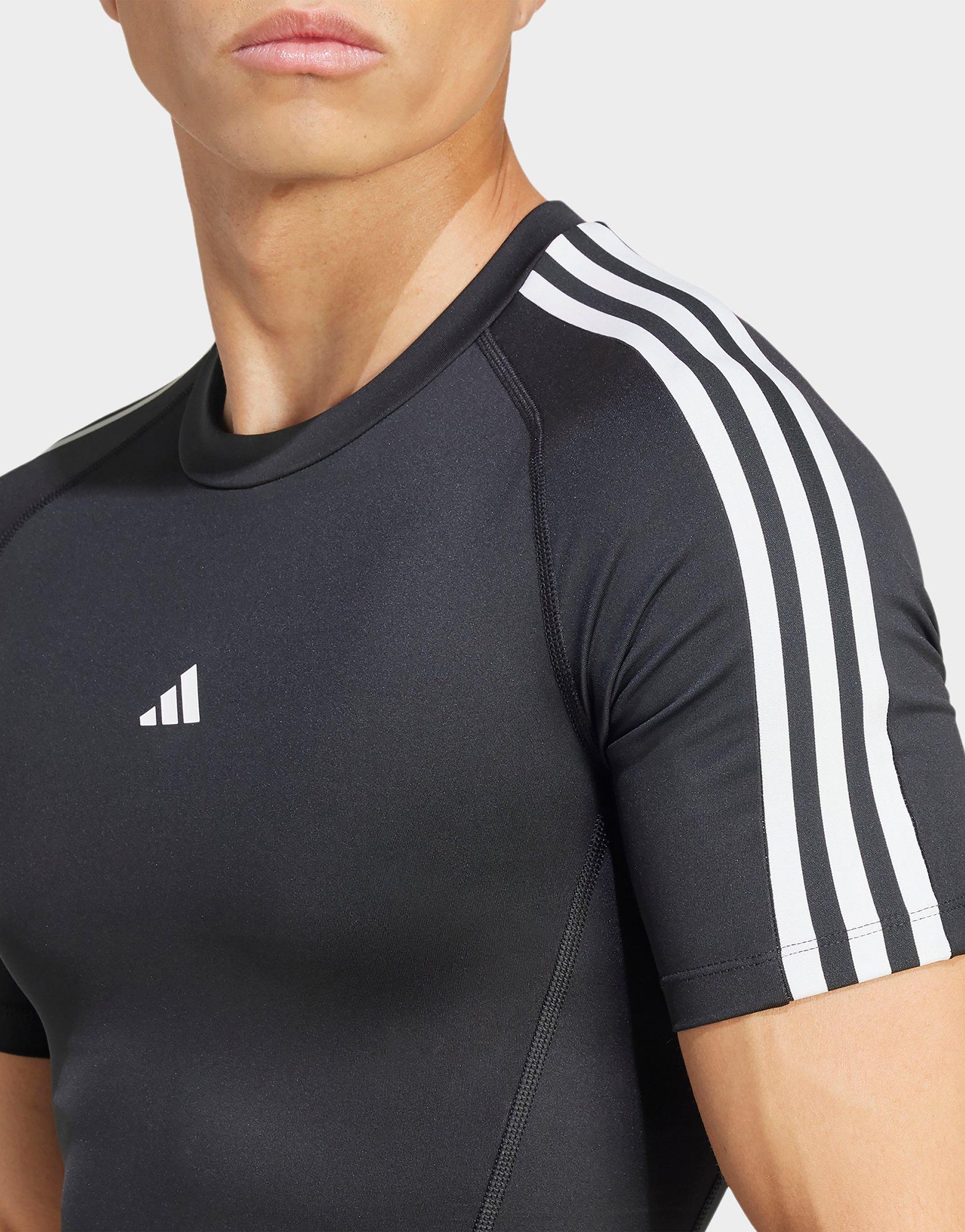 adidas T-shirt de training 3 bandes compression TECHFIT
