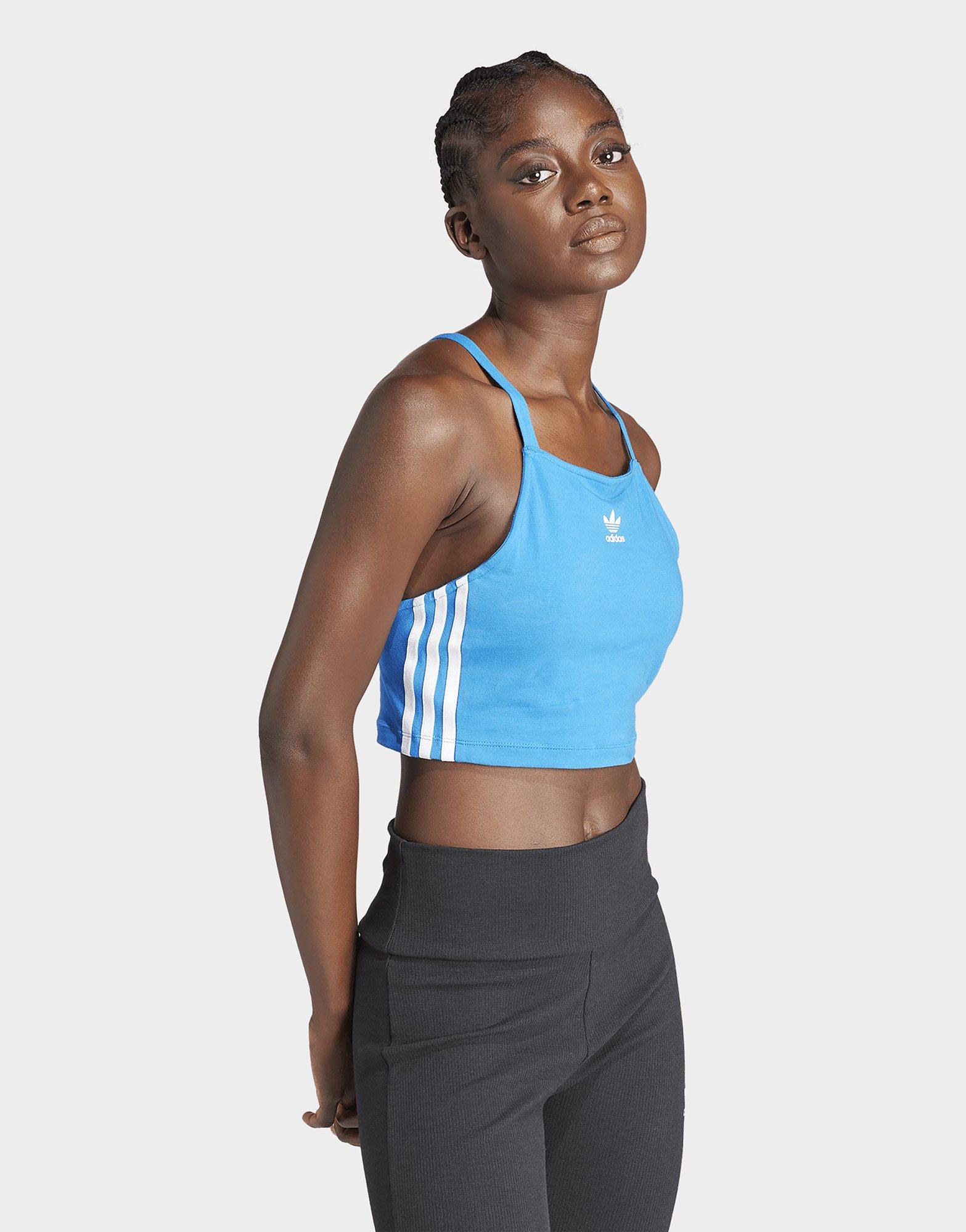 Adidas three clearance stripes crop top