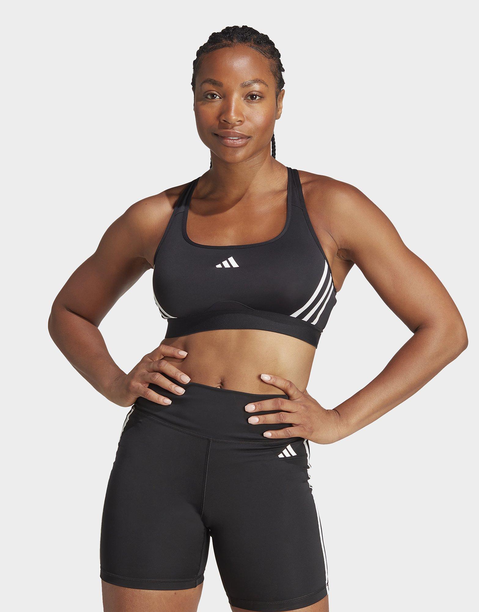 adidas Womens Powerreact Training Medium Support Sports Bra (Plus Size)  Black 3XL