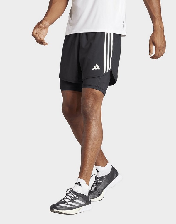adidas Own the Run 3-Stripes 2-in-1 Short