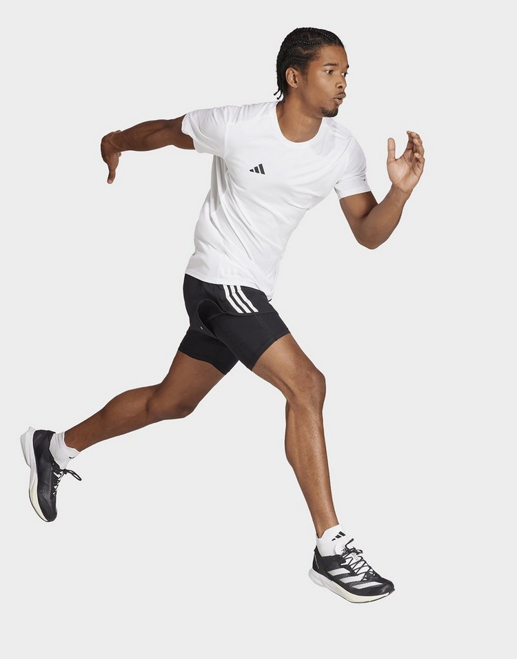 adidas Own the Run 3-Stripes 2-in-1 Shorts