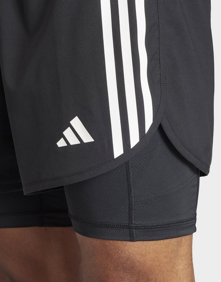 adidas Own the Run 3-Stripes 2-in-1 Shorts