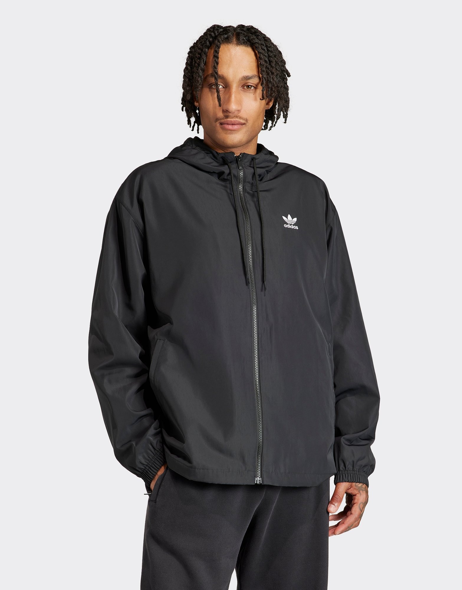 Black adidas Originals Adicolor Trefoil Windbreaker - JD Sports Singapore