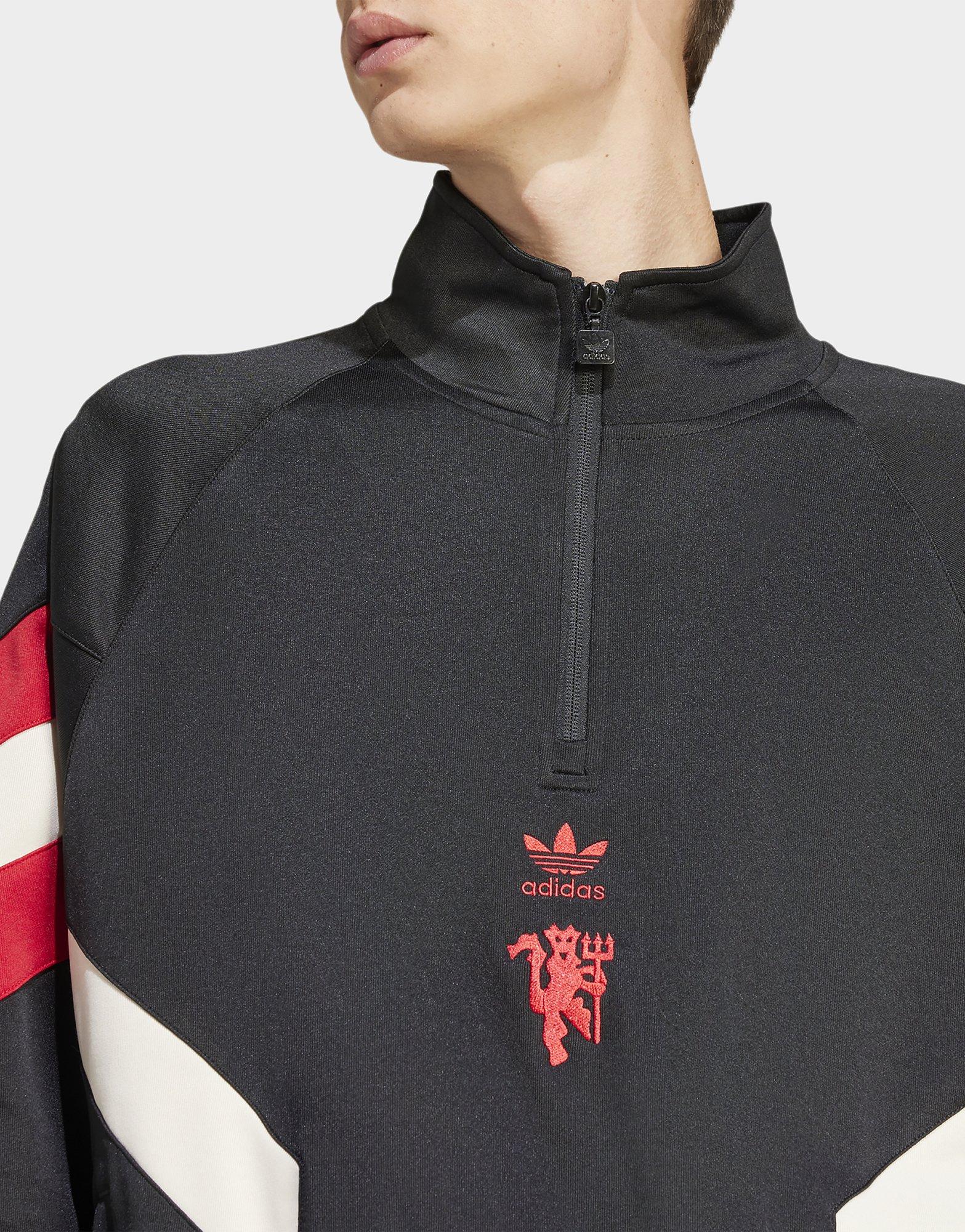 adidas Sweat shirt ras du cou demi zip Manchester United Originals Noir JD Sports France