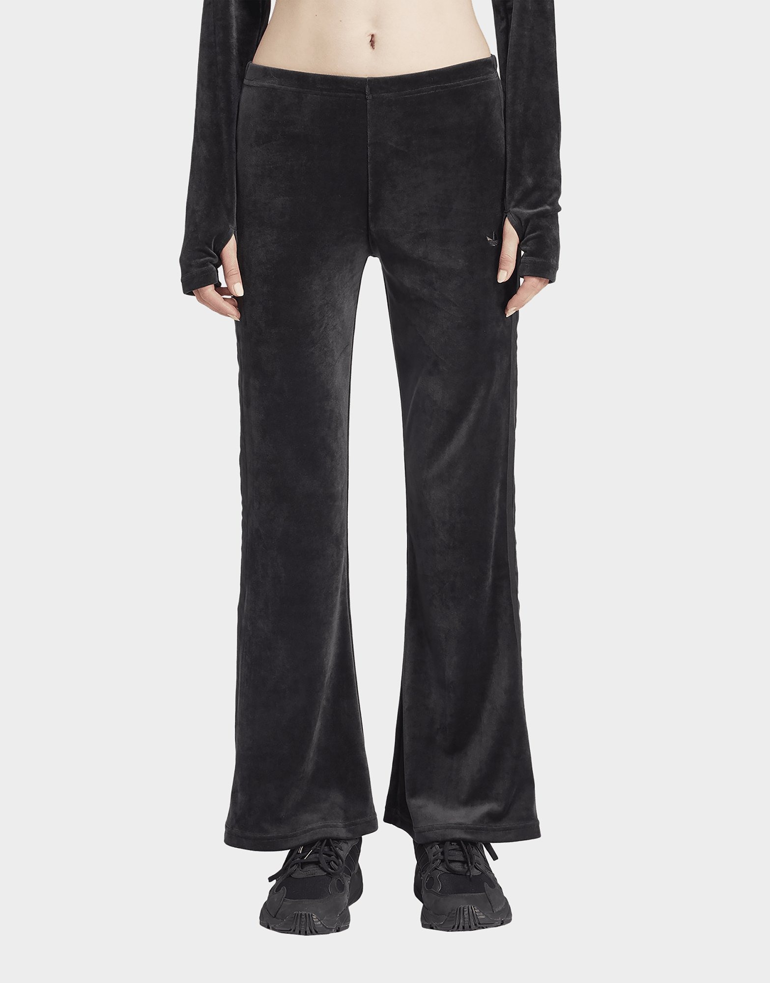 Black adidas Crushed Velvet Flared Pants