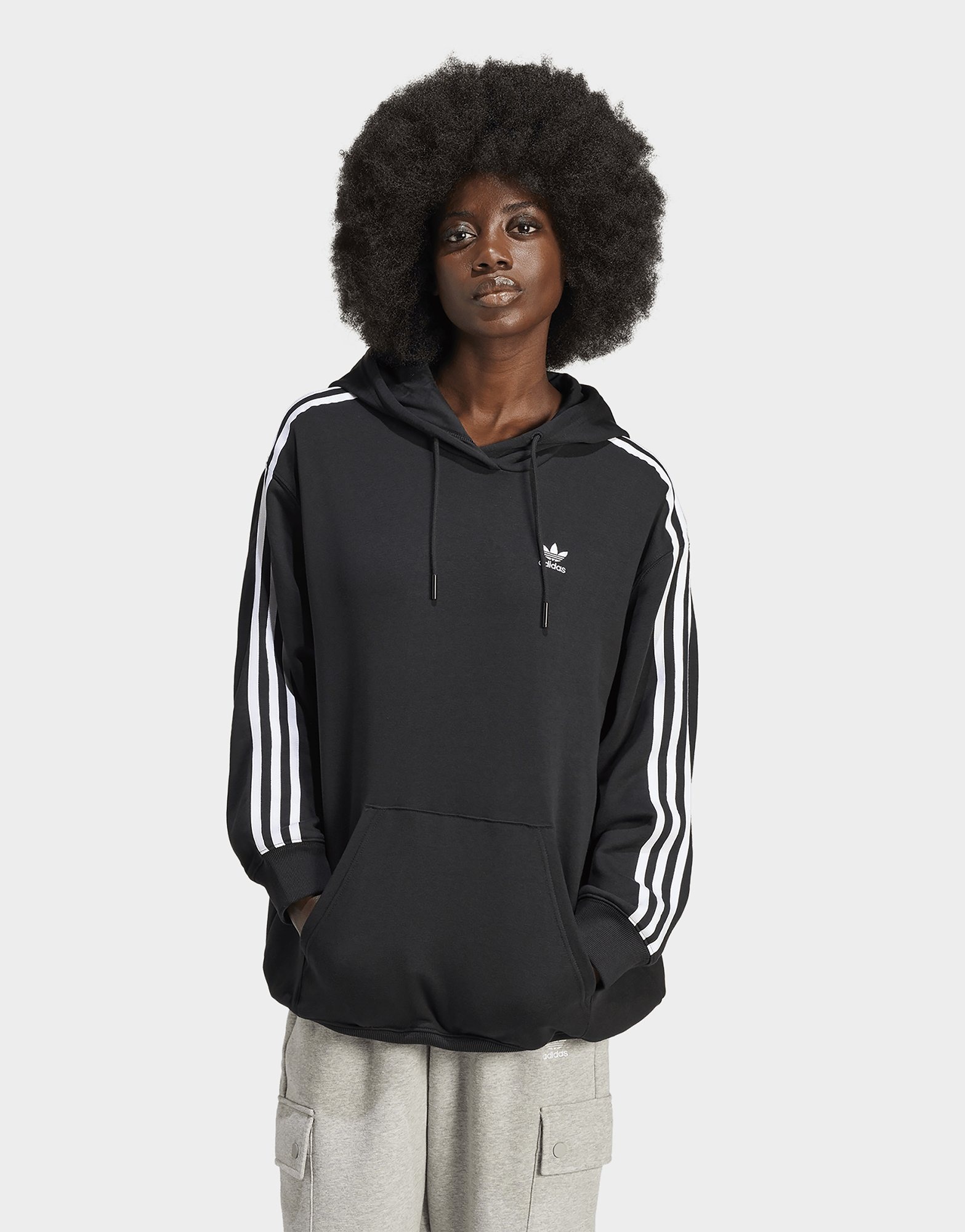 adidas Originals Sweatshirt à capuche oversize Adicolor 3 bandes Noir