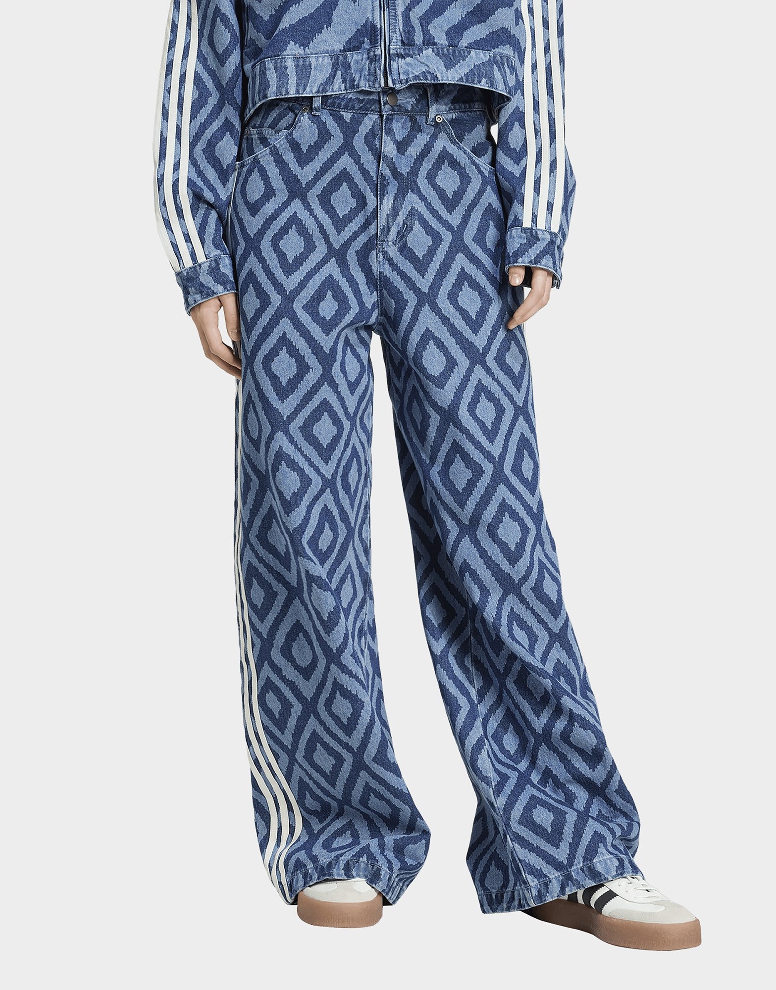 Adidas denim track pants online