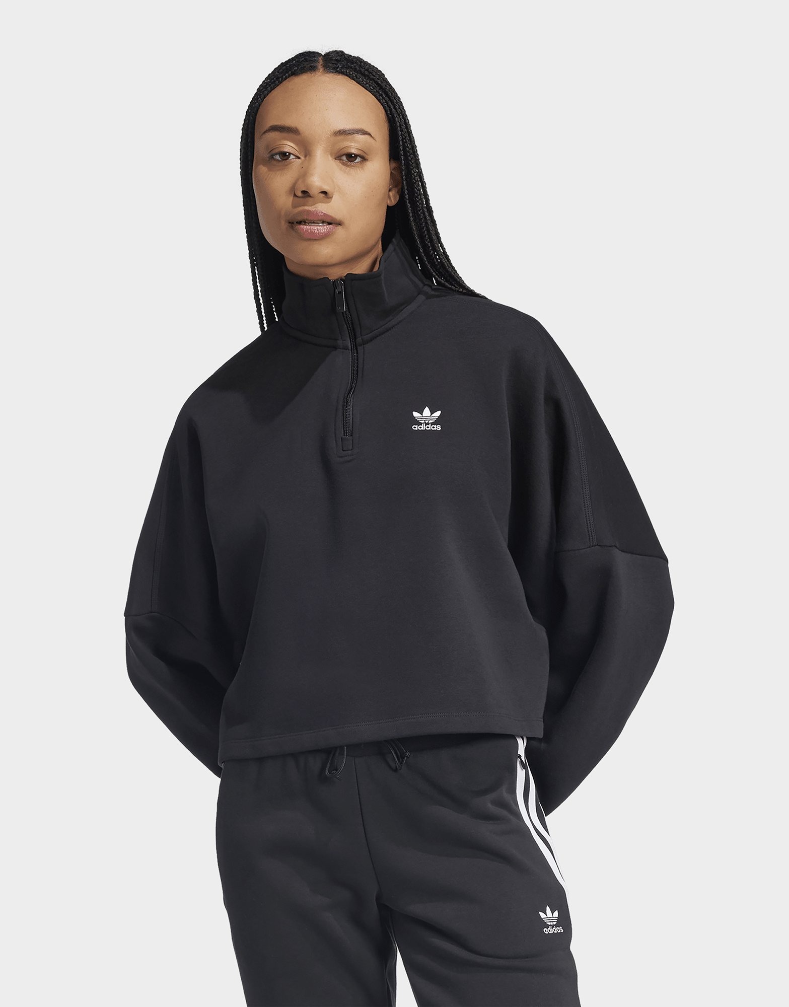 Black adidas Essentials 1/2 Zip Fleece Sweatshirt | JD Sports UK