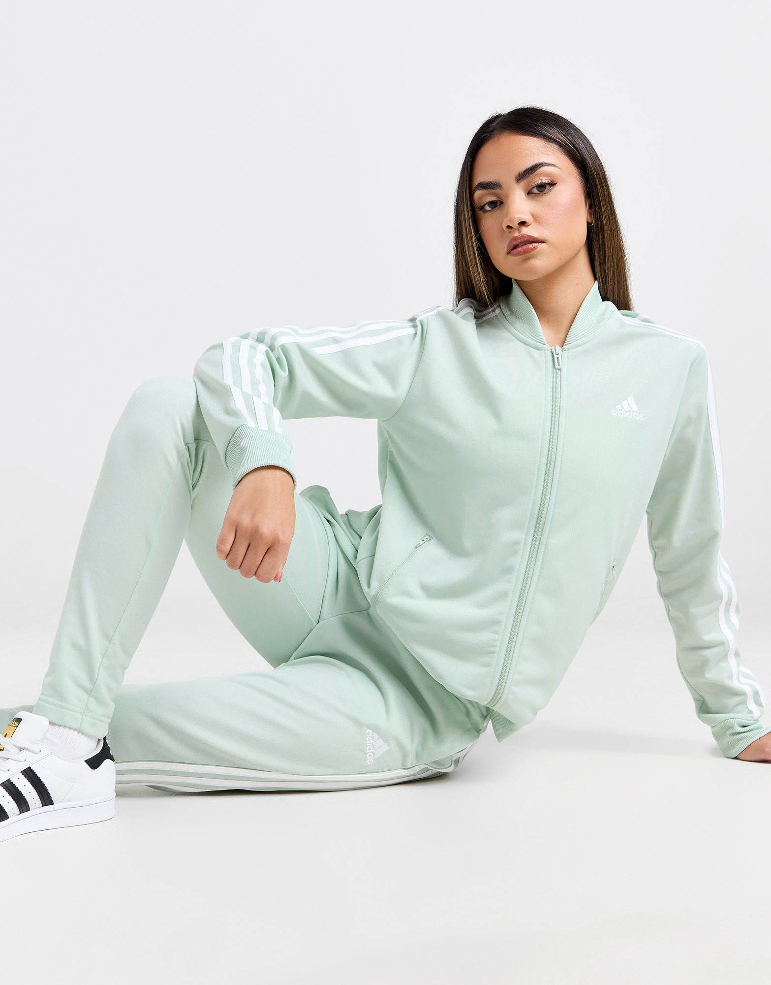 Olive green adidas tracksuit womens deals