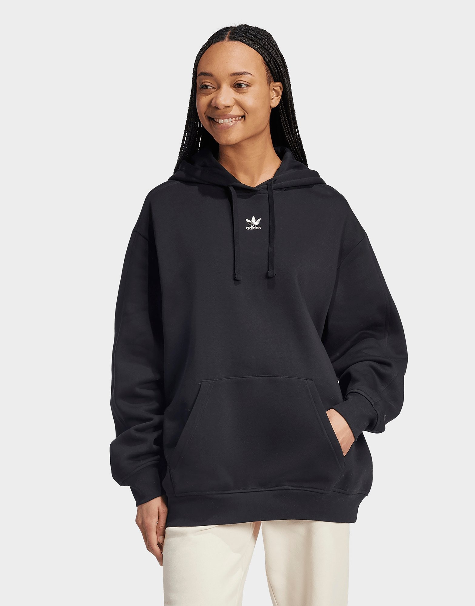 Black adidas Essentials Oversized Fleece Hoodie | JD Sports UK