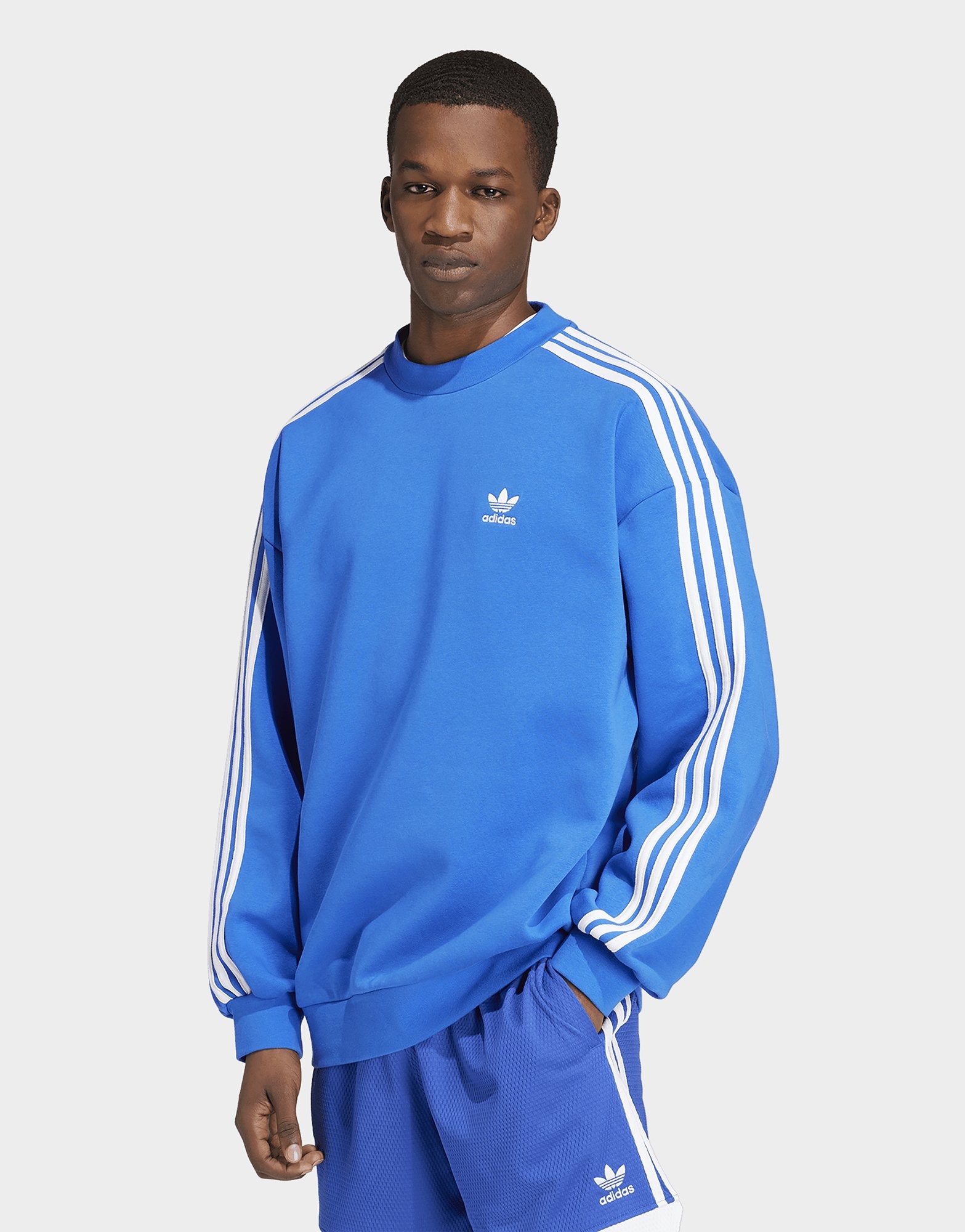 Blue adidas Adicolor Oversized Crew Sweatshirt JD Sports UK