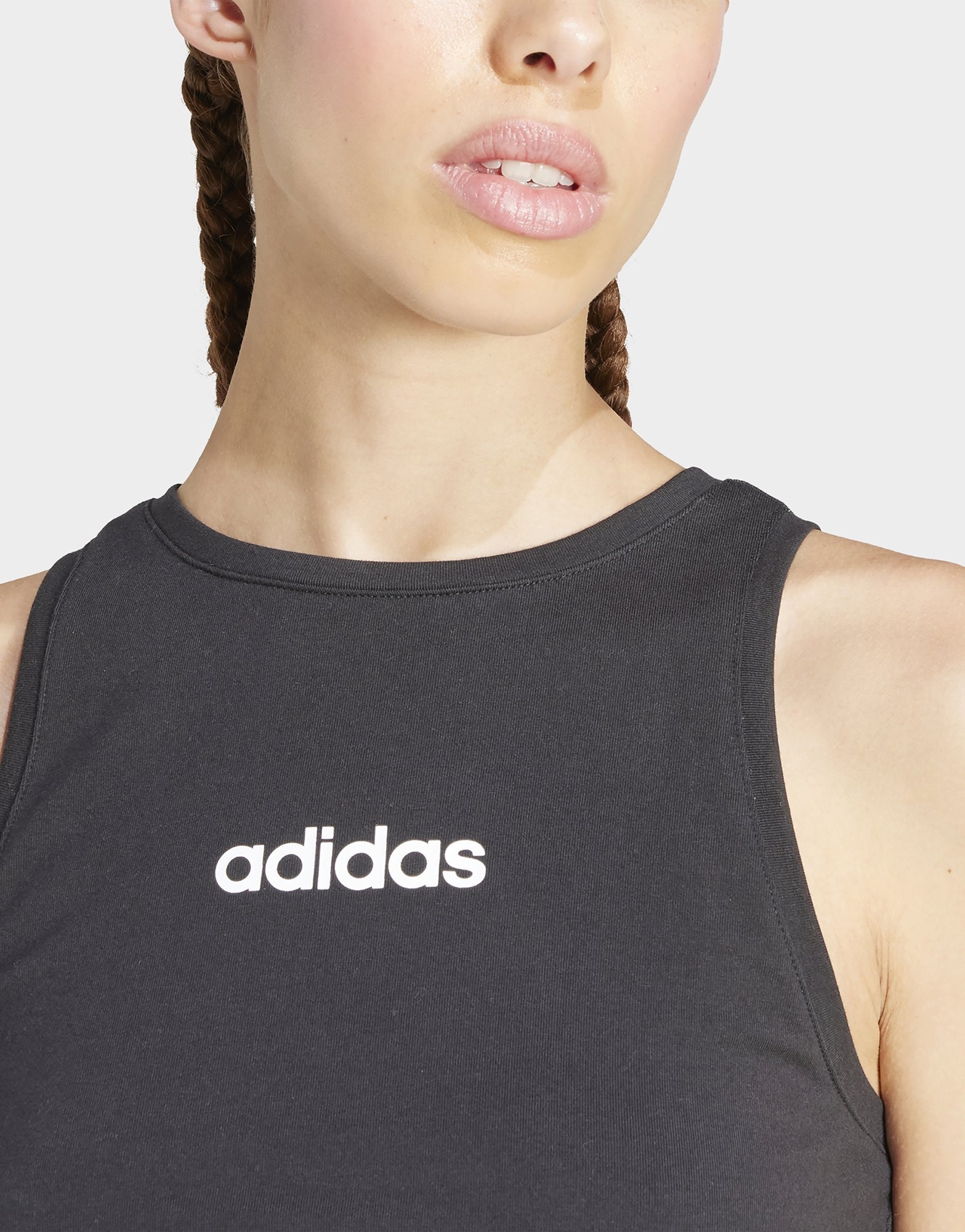 adidas Women's Essentials Linear Slim Cotton Tank Top Black/White — foto 4
