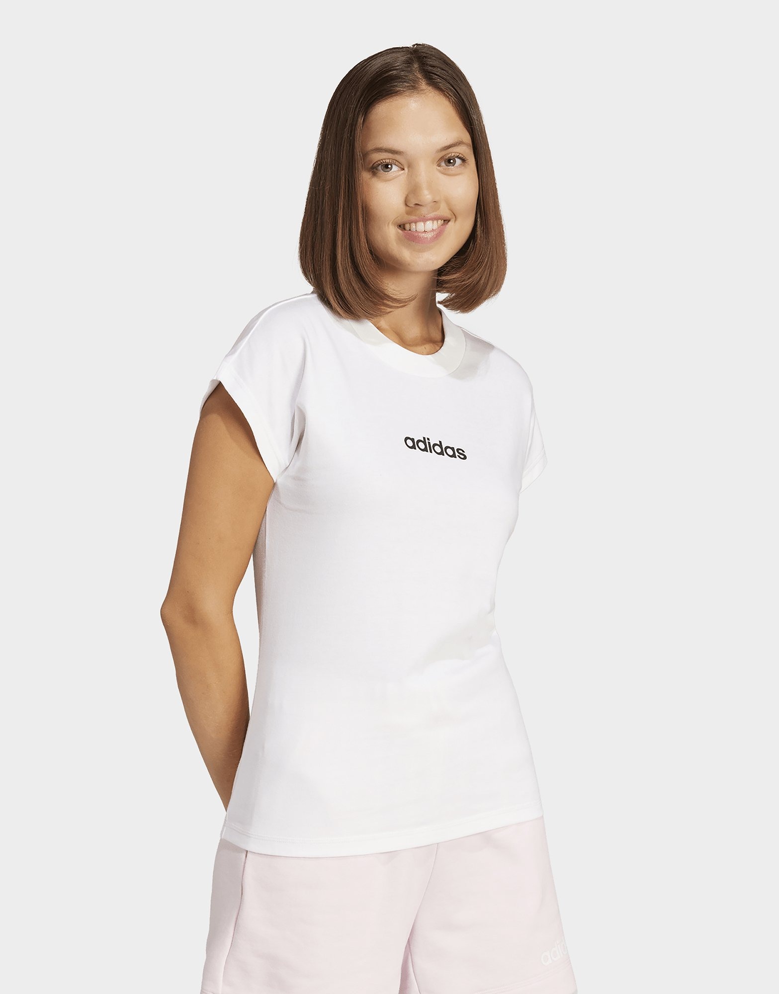 adidas Women's Essentials Linear Cotton T-Shirt White/Black — foto 2